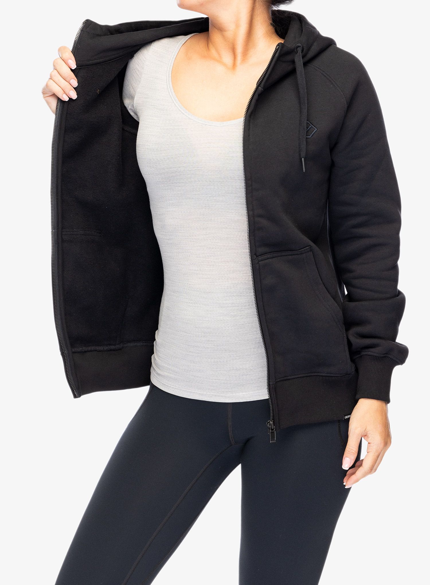 Dukserica s kapuljačom ženska Didriksons Ven Full Zip - black