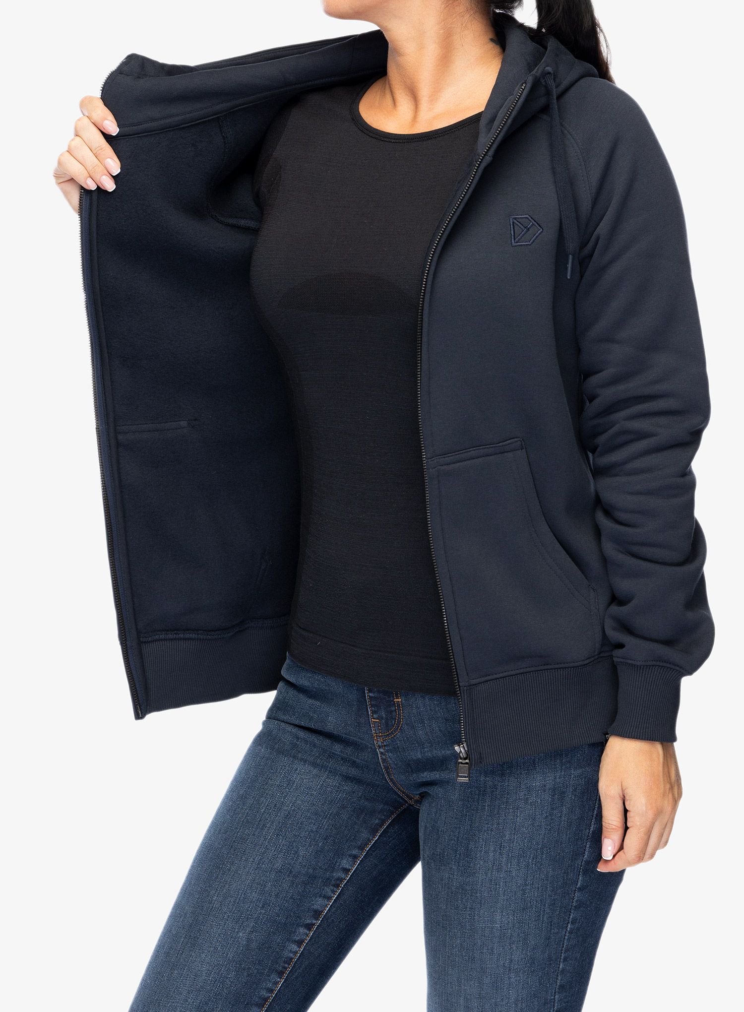 Ženska dukserica s patentnim zatvaračem Didriksons Ven Full Zip - navy