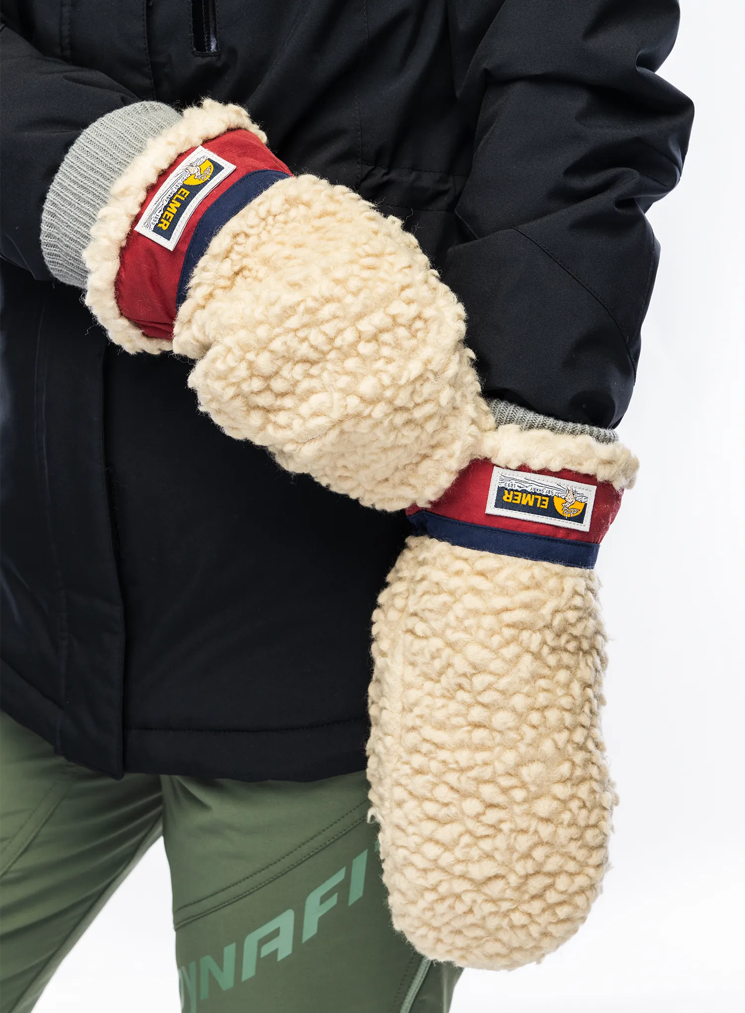 Vunene rukavice Elmer EM354 Teddy Mitten - beige/wine
