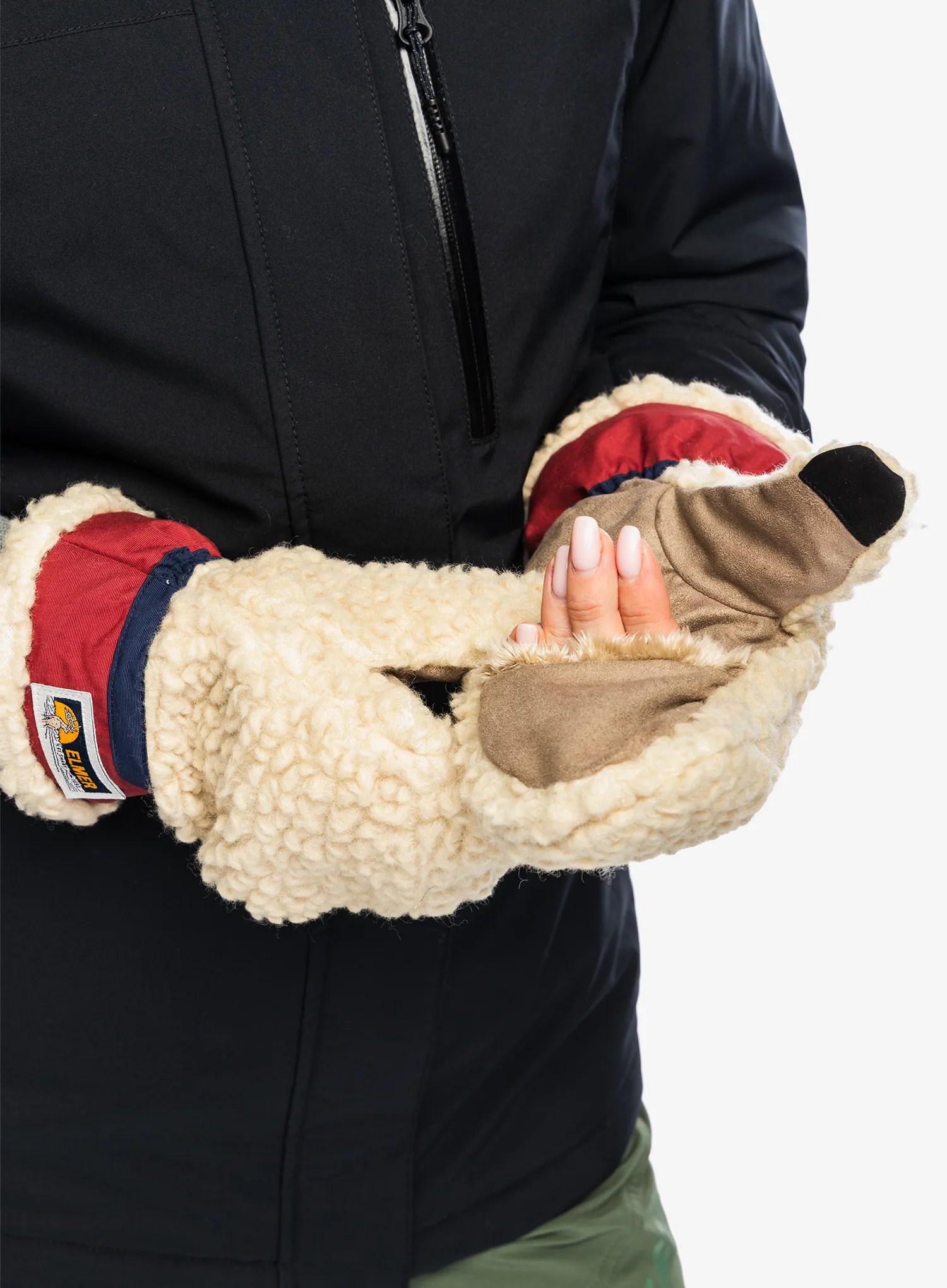 Vunene rukavice Elmer EM354 Teddy Mitten - beige/wine