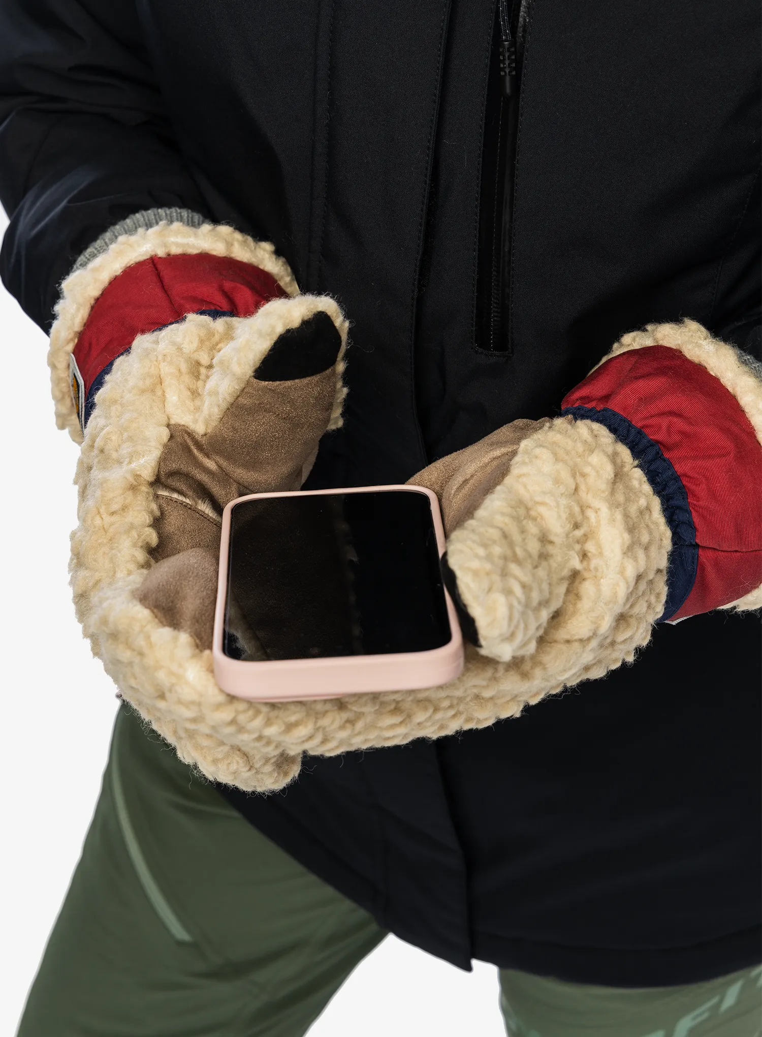 Vunene rukavice Elmer EM354 Teddy Mitten - beige/wine