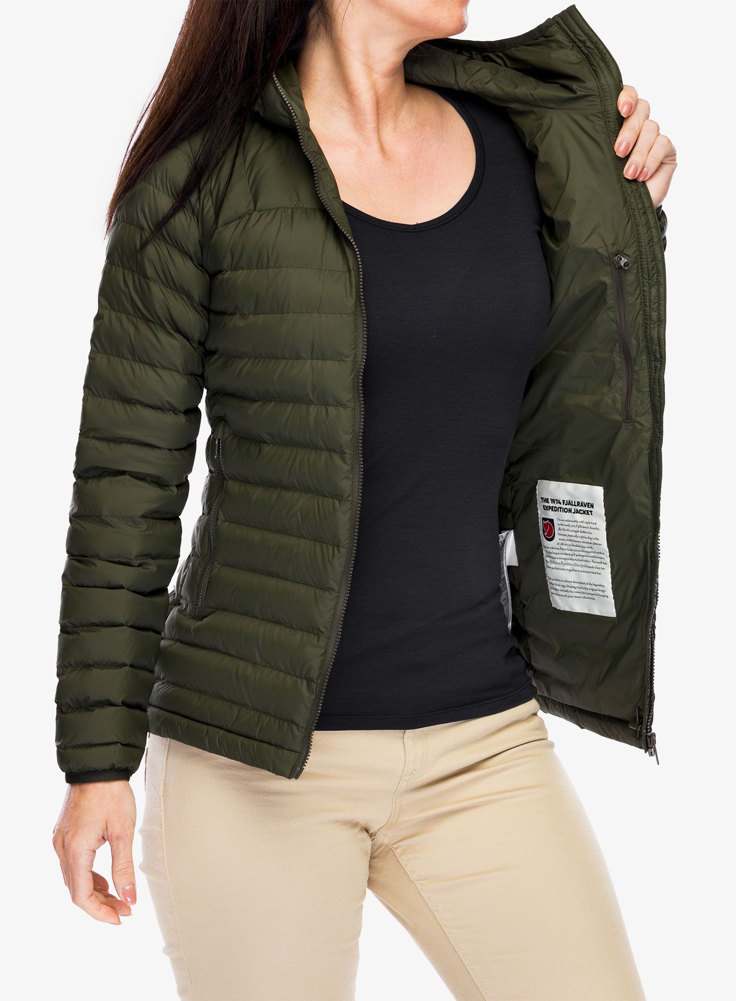 Jakna s postavom ženska Fjallraven Expedition Latt Hoodie - deep forest