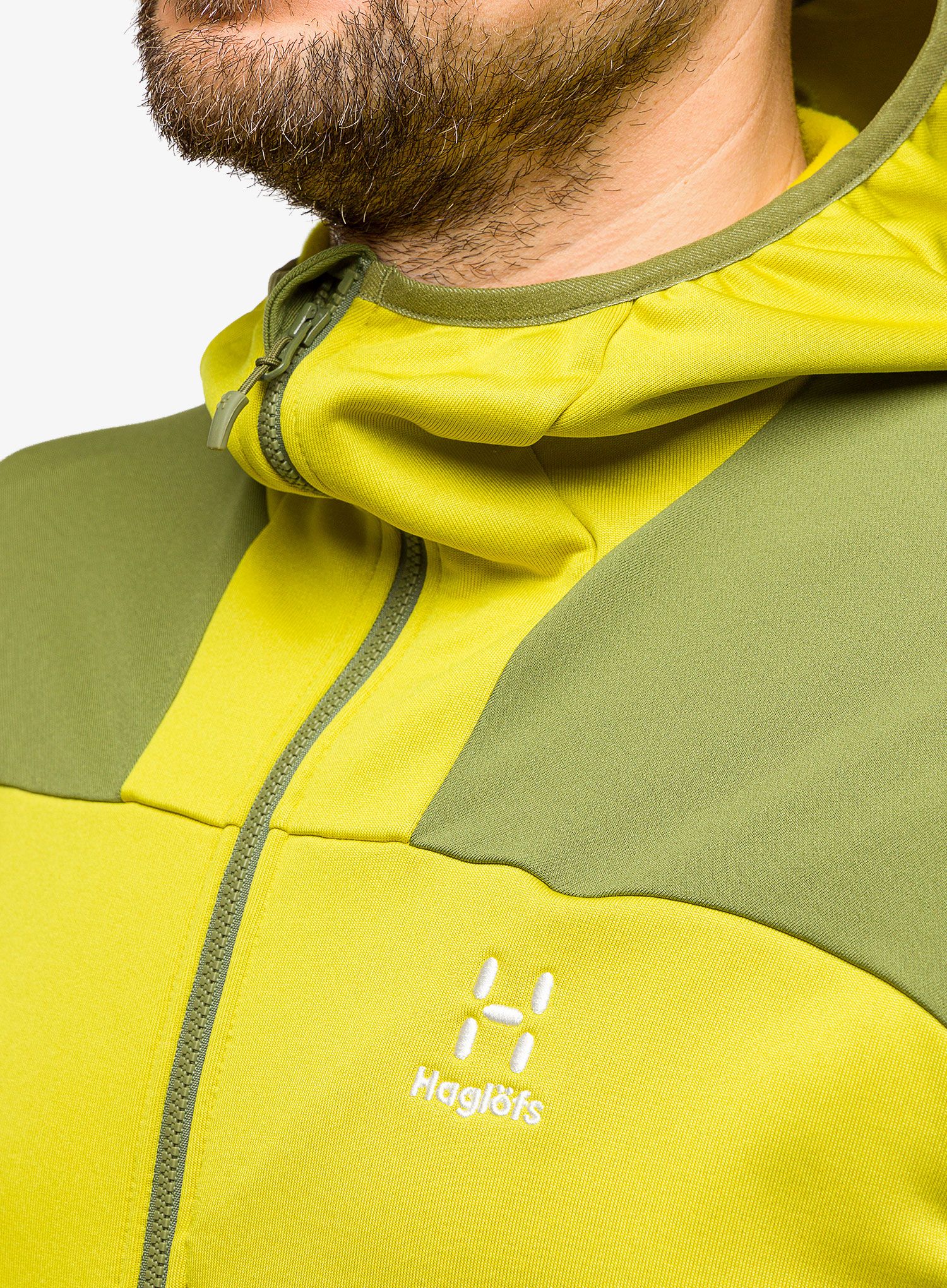 Dukserica od flisa Haglofs Astral Hood - aurora/olive green