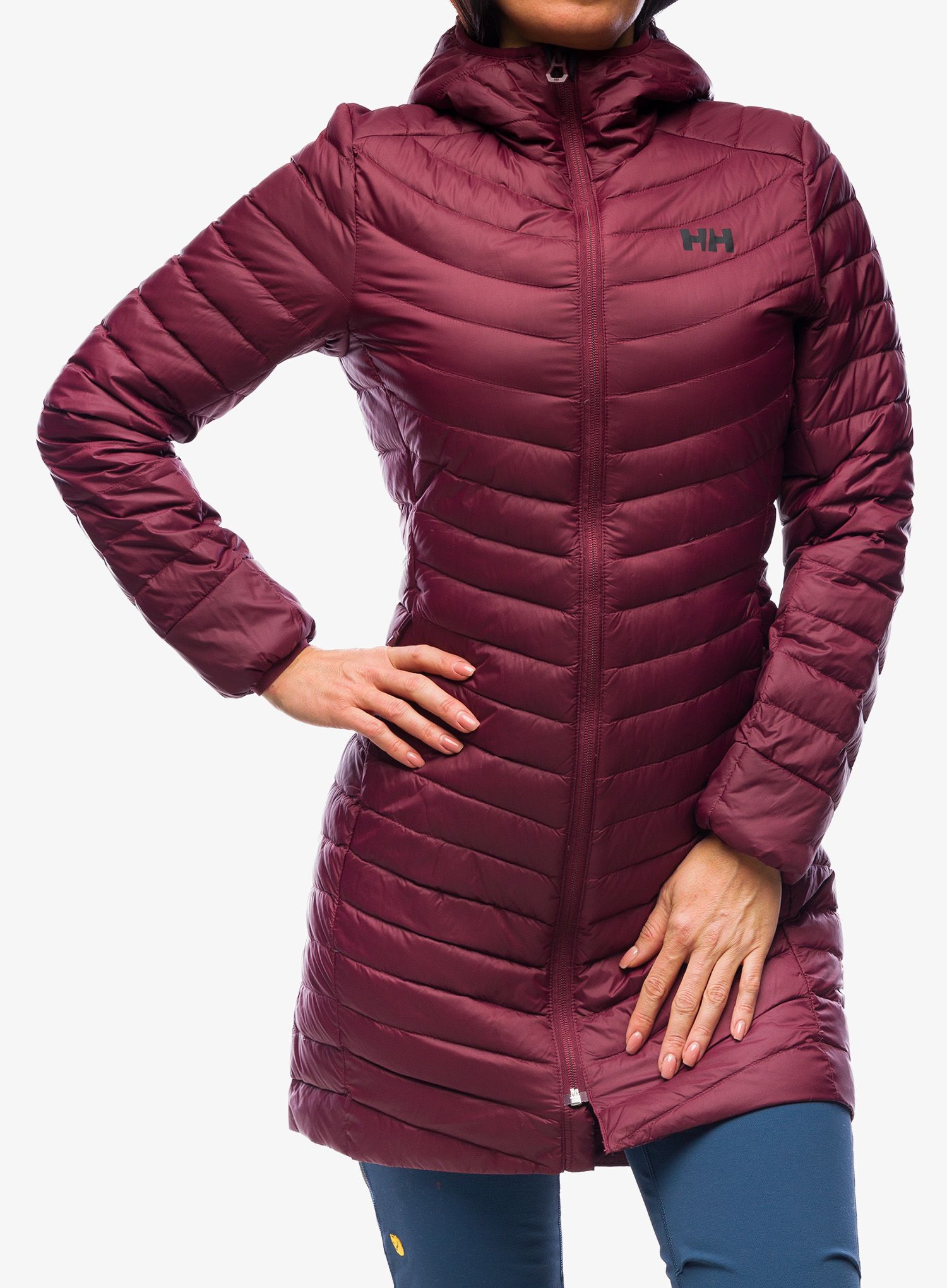 Ženski perjani kaput Helly Hansen Verglas Long Down Insulator Jacket - hickory/coral almond