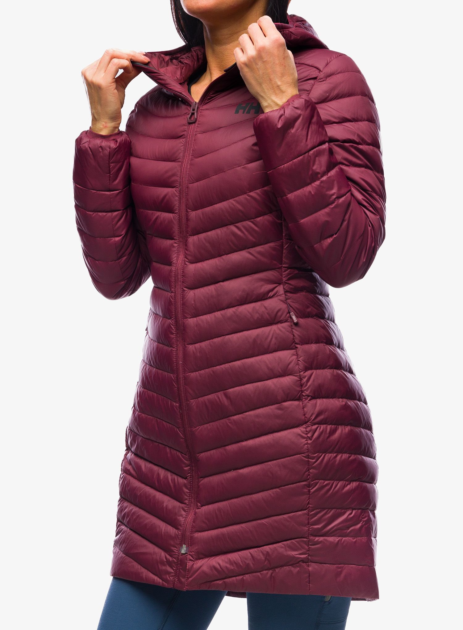 Ženski perjani kaput Helly Hansen Verglas Long Down Insulator Jacket - hickory/coral almond