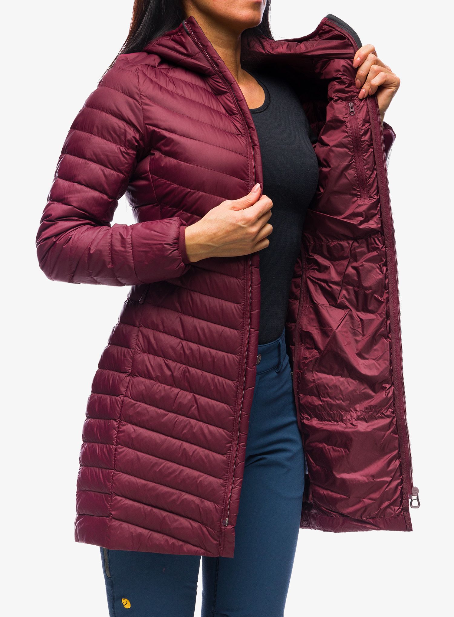 Ženski perjani kaput Helly Hansen Verglas Long Down Insulator Jacket - hickory/coral almond