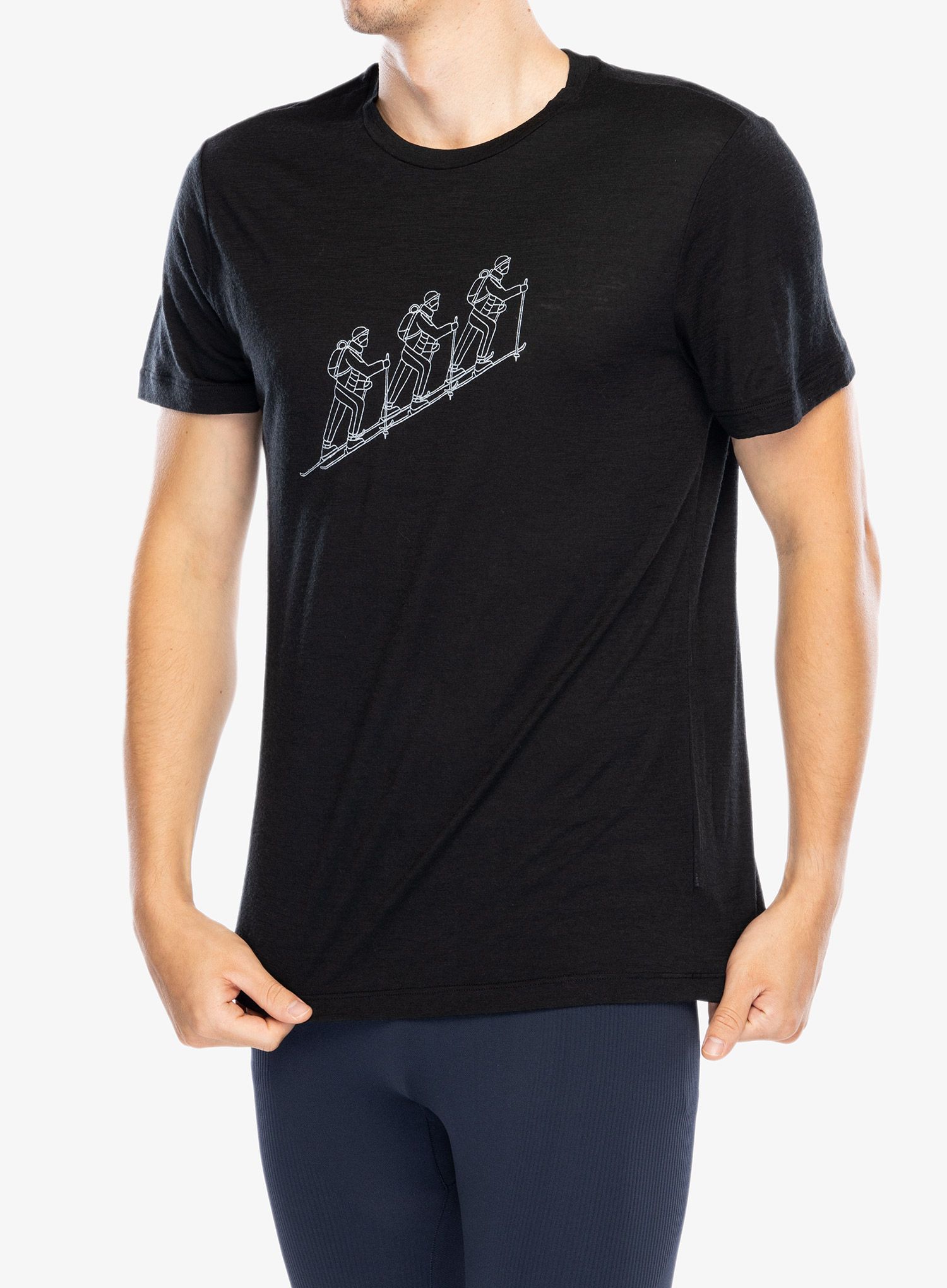Merino majica Icebreaker Merino 150 Tech Lite SS T Natural SkiTour - black
