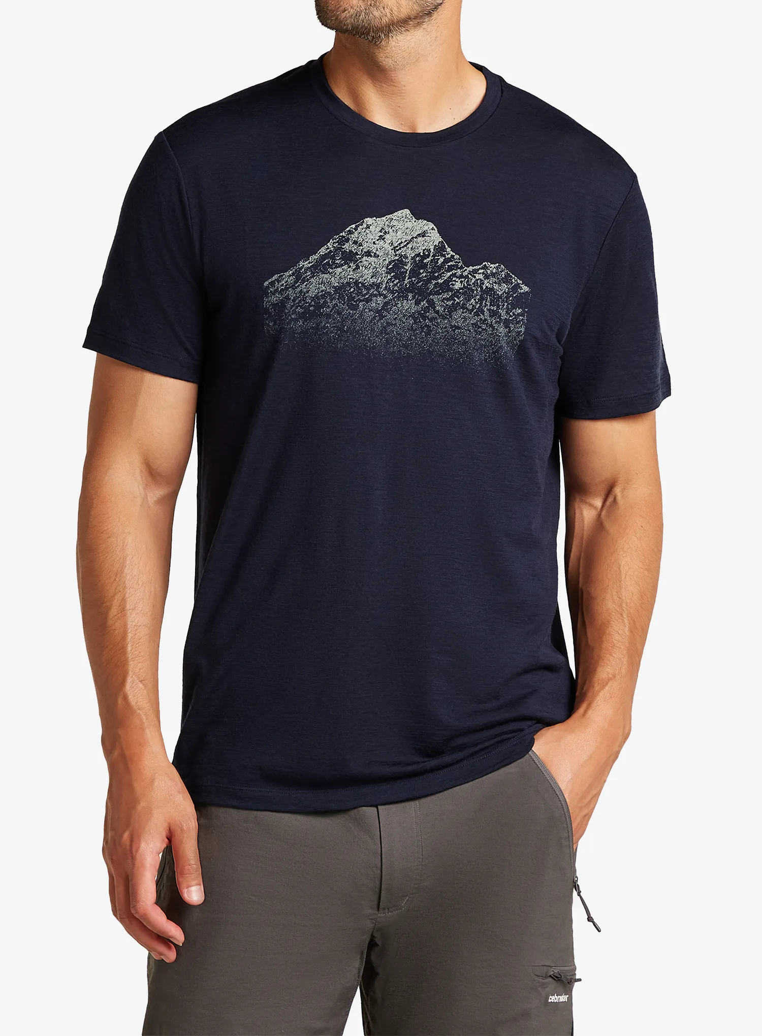 Majica s tiskom Icebreaker Merino 150 Tech Lite SS T Rising Light - midnight navy