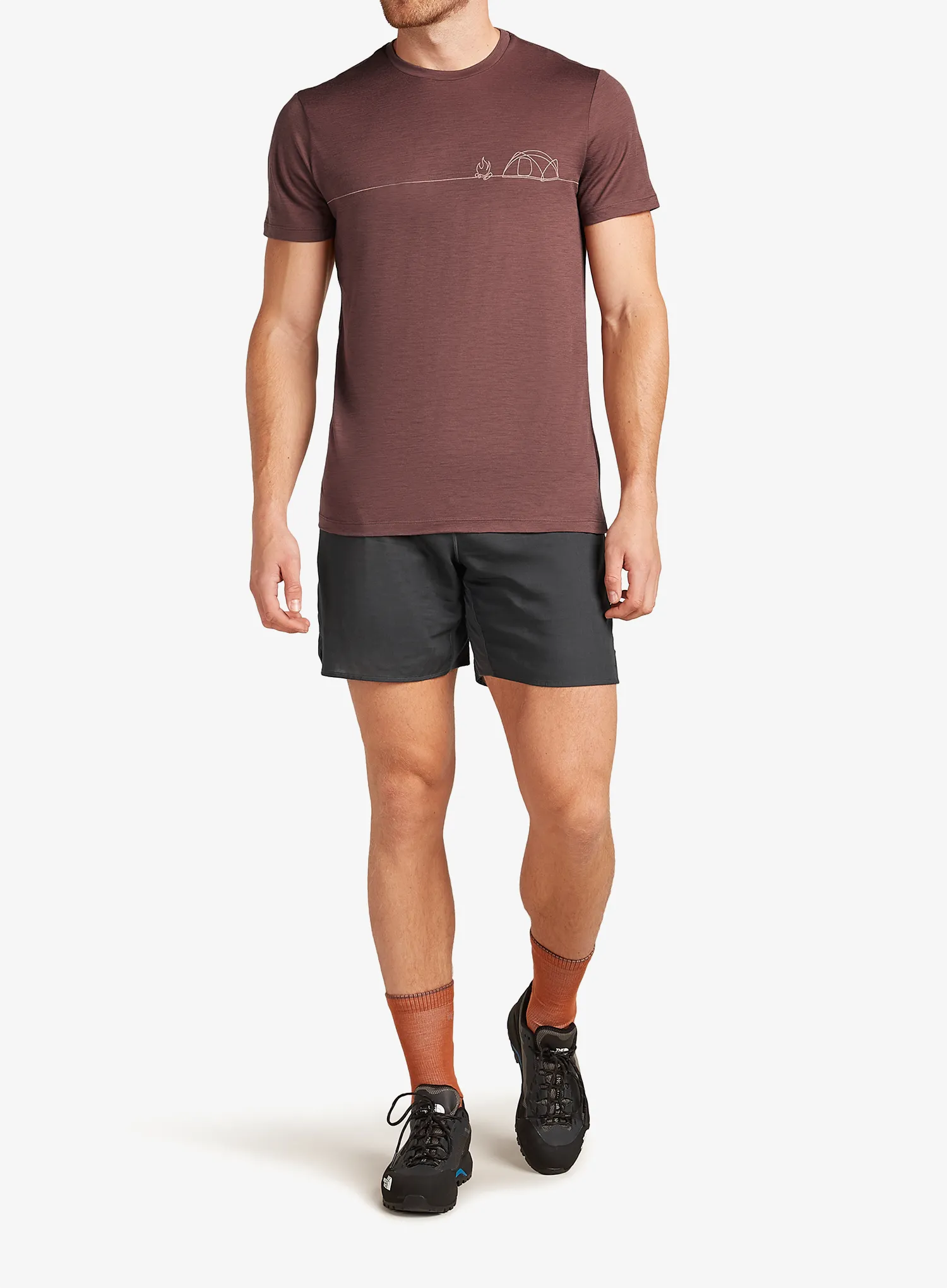 Merino majica Icebreaker Merino 150 Tech Lite SS Tee Single Line Camp - carob
