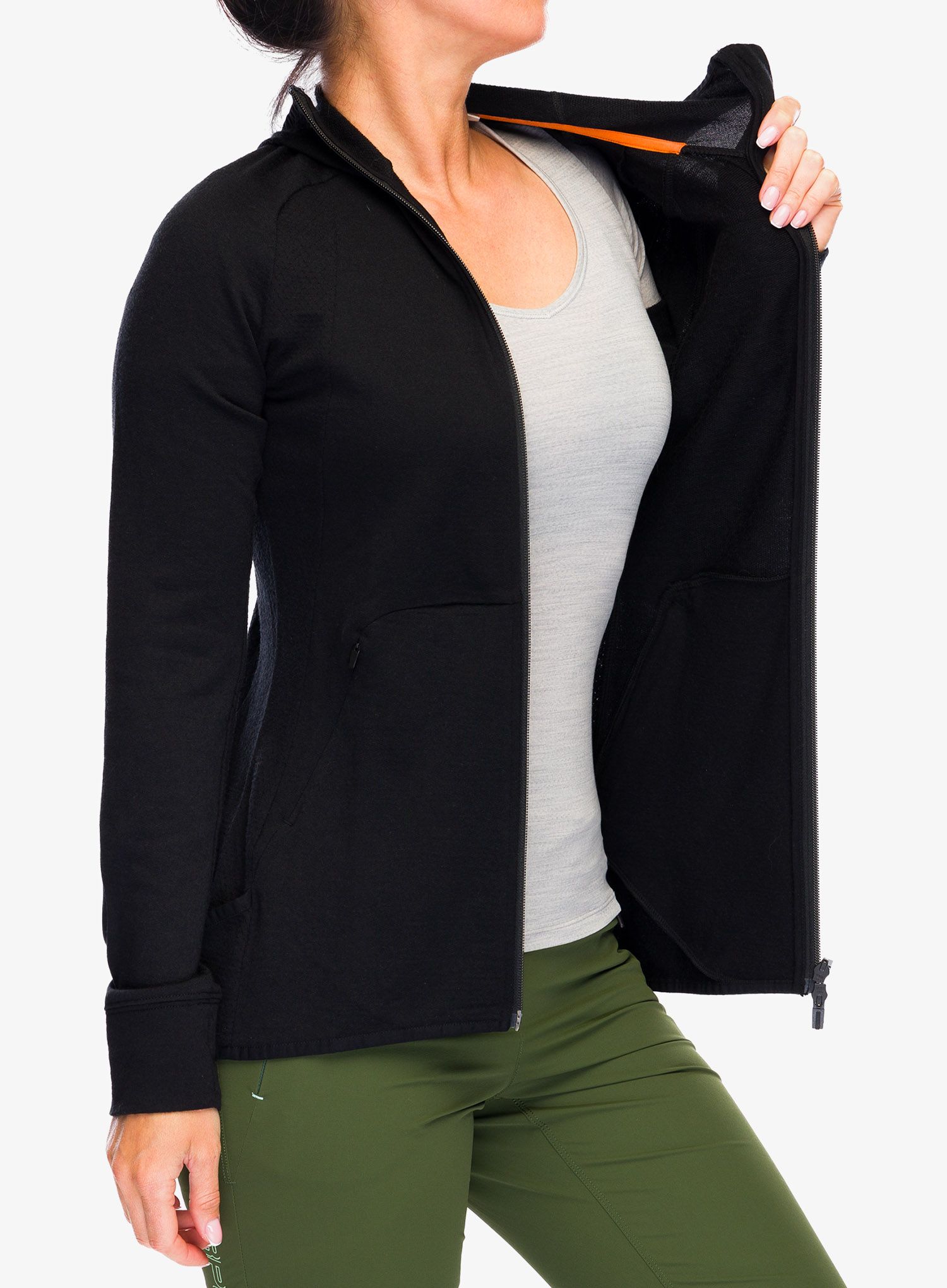 Ženska dukserica Icebreaker ZoneKnit LS Zip Hoodie - black