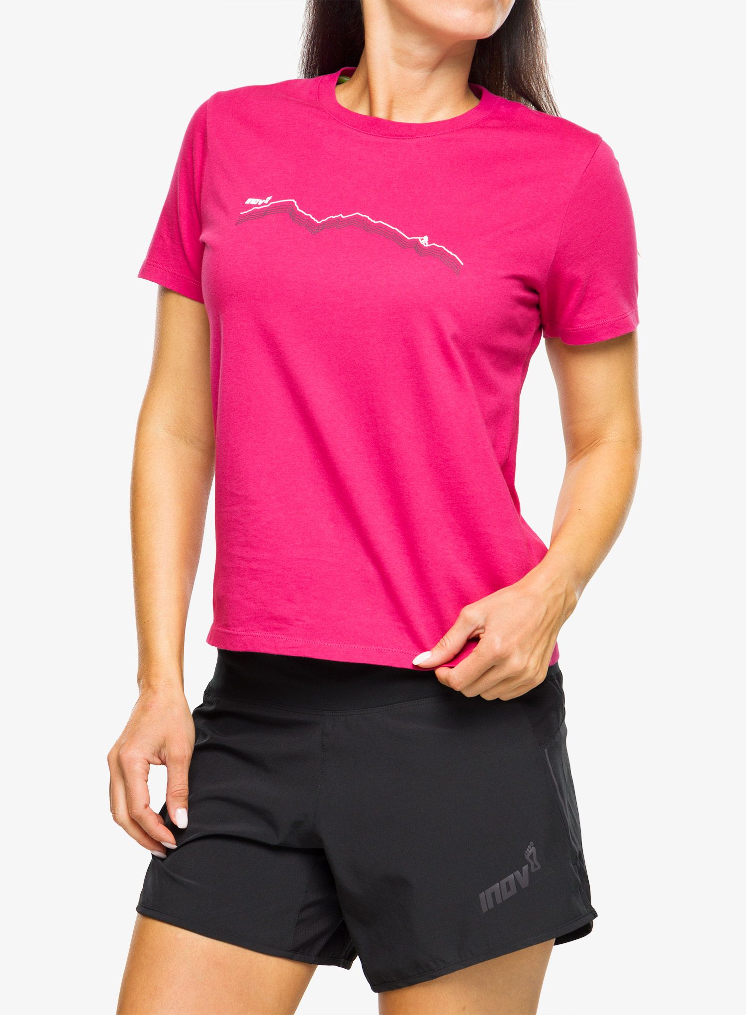 Ženska pamučna majica Inov-8 Graphic Tee SS Ridge - pink