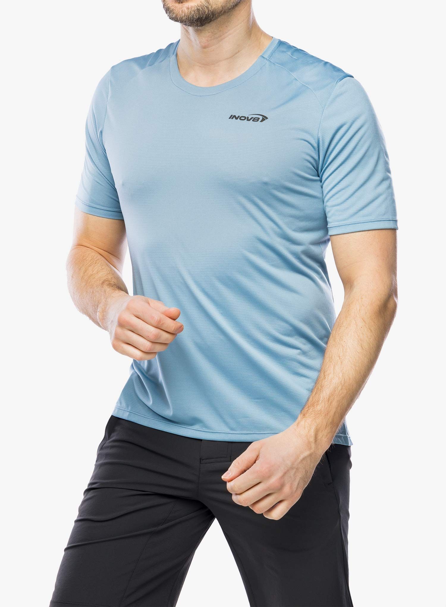 Majica za trčanje Inov-8 Performance Short Sleeve - blue grey/slate