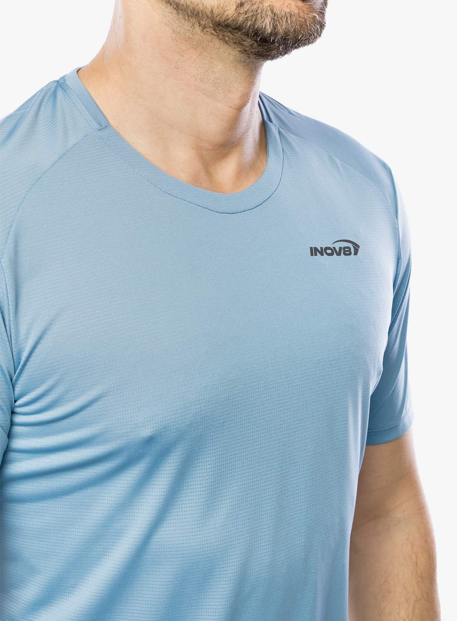 Majica za trčanje Inov-8 Performance Short Sleeve - blue grey/slate