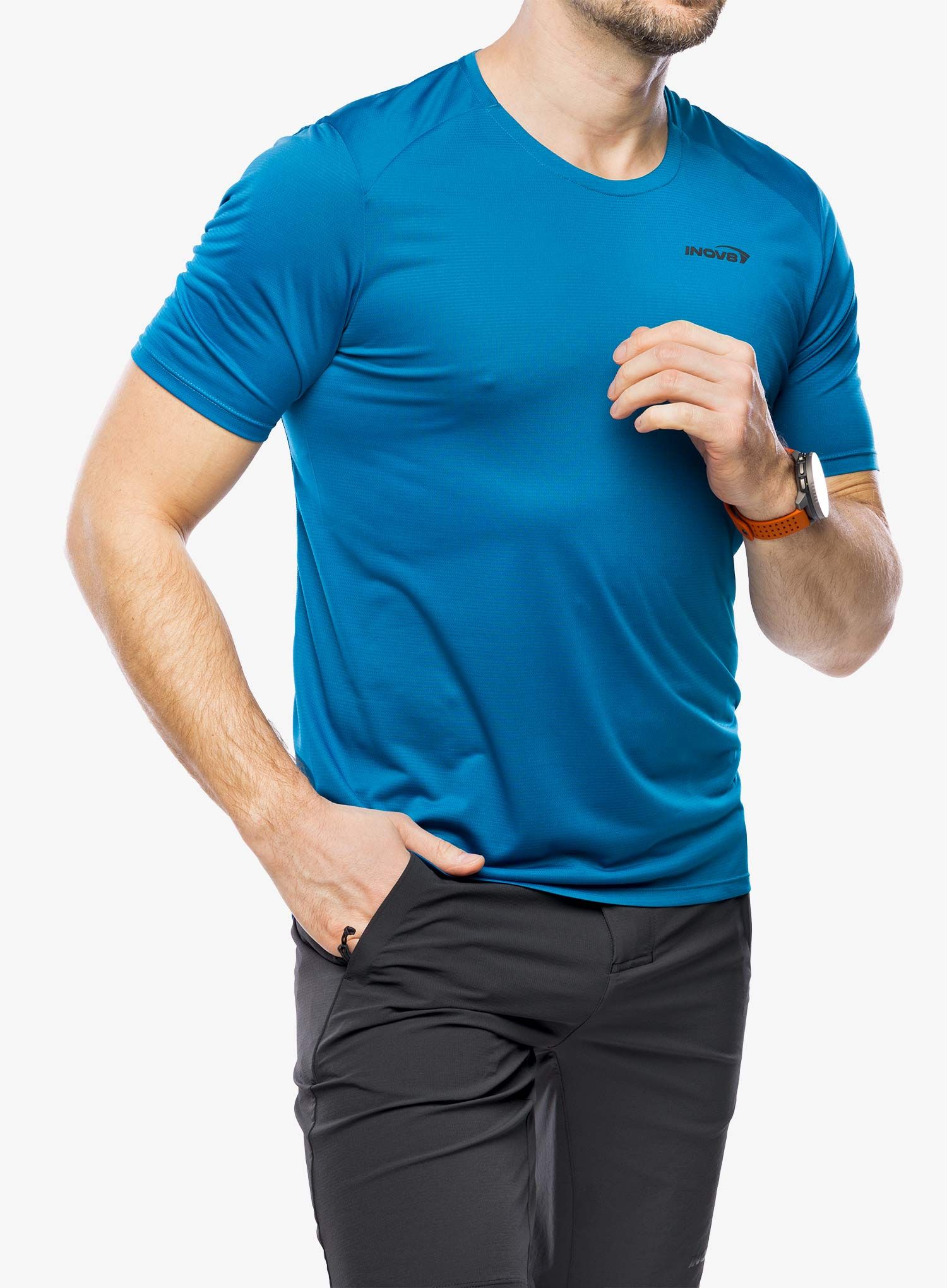 Majica za trening Inov-8 Performance Short Sleeve - blue/navy