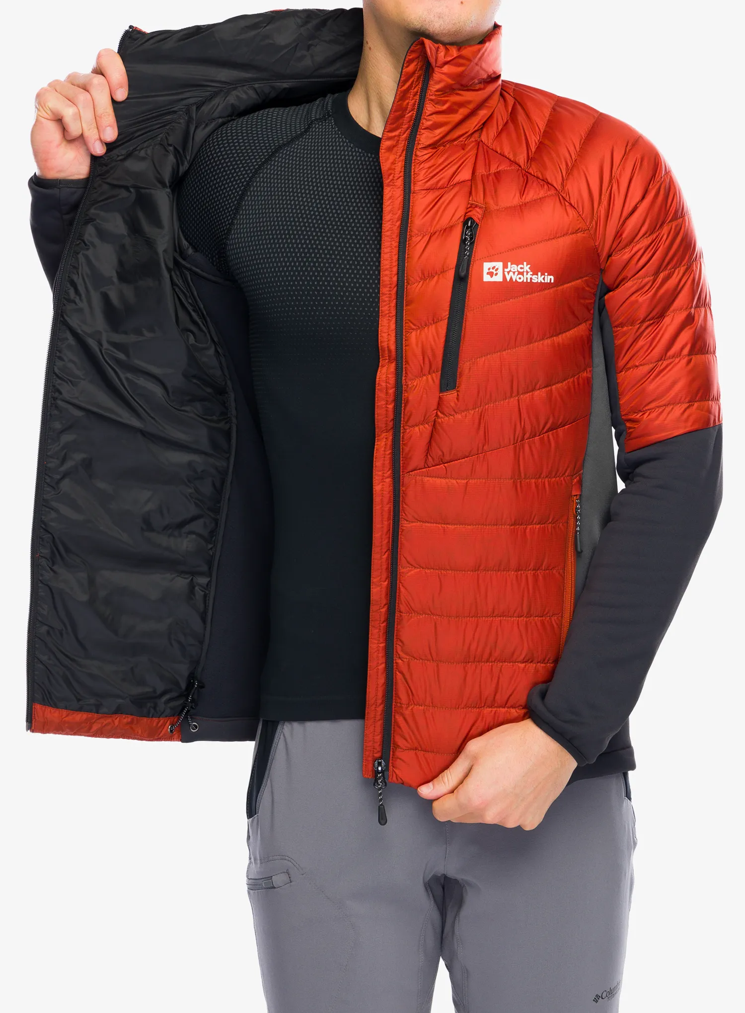 Hibridna jakna Jack Wolfskin Nebelhorn Down Hybrid - carmine