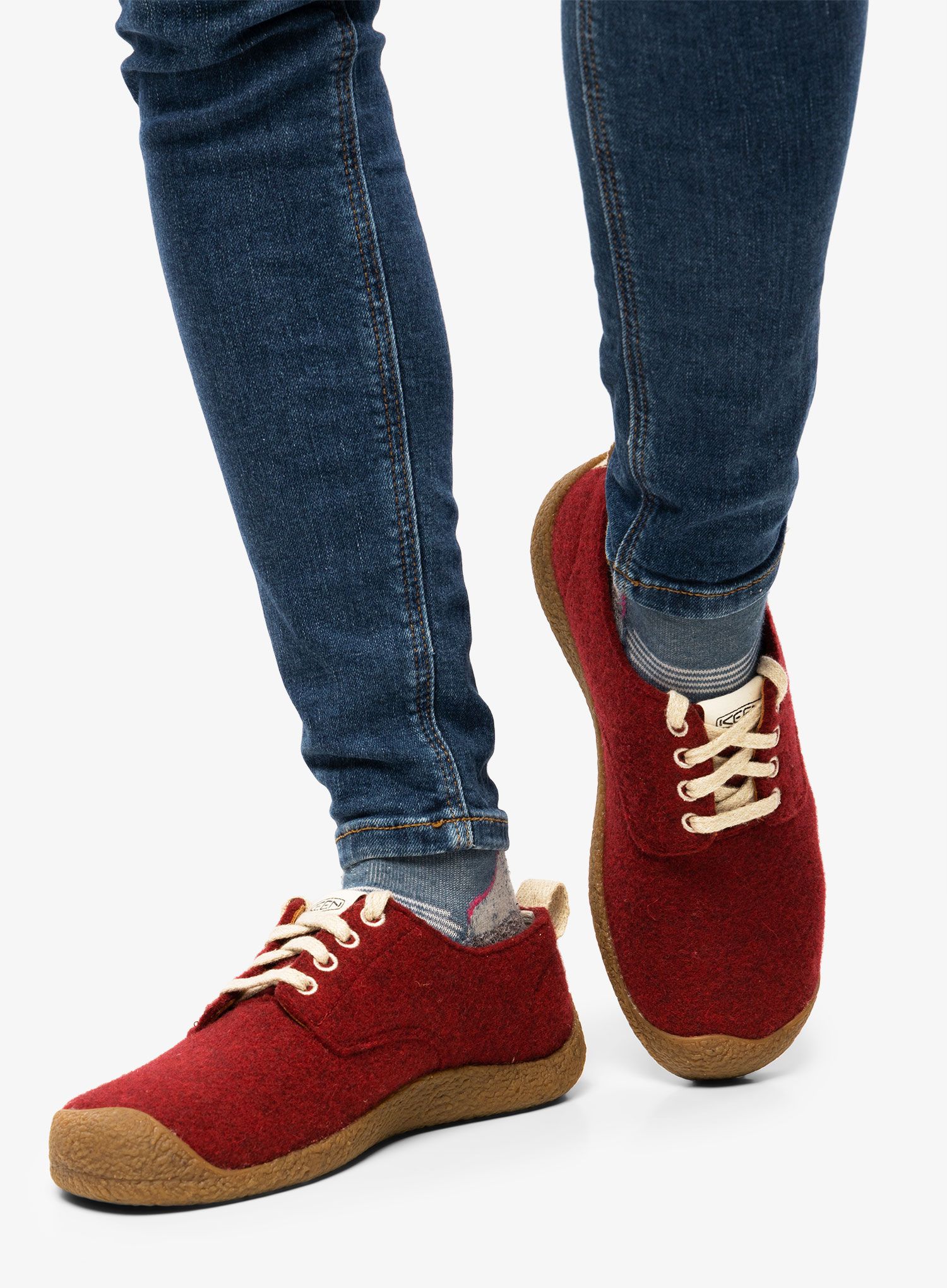 Ženske lifestyle cipele Keen Mosey Derby - red felt/birch