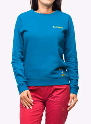 Ženska penjačka dukserica La Sportiva Climbing on the Moon Sweatshirt - turchese/giallo