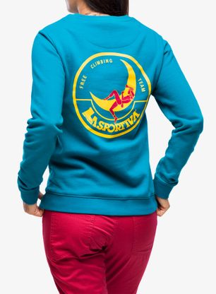 Ženska penjačka dukserica La Sportiva Climbing on the Moon Sweatshirt - turchese/giallo