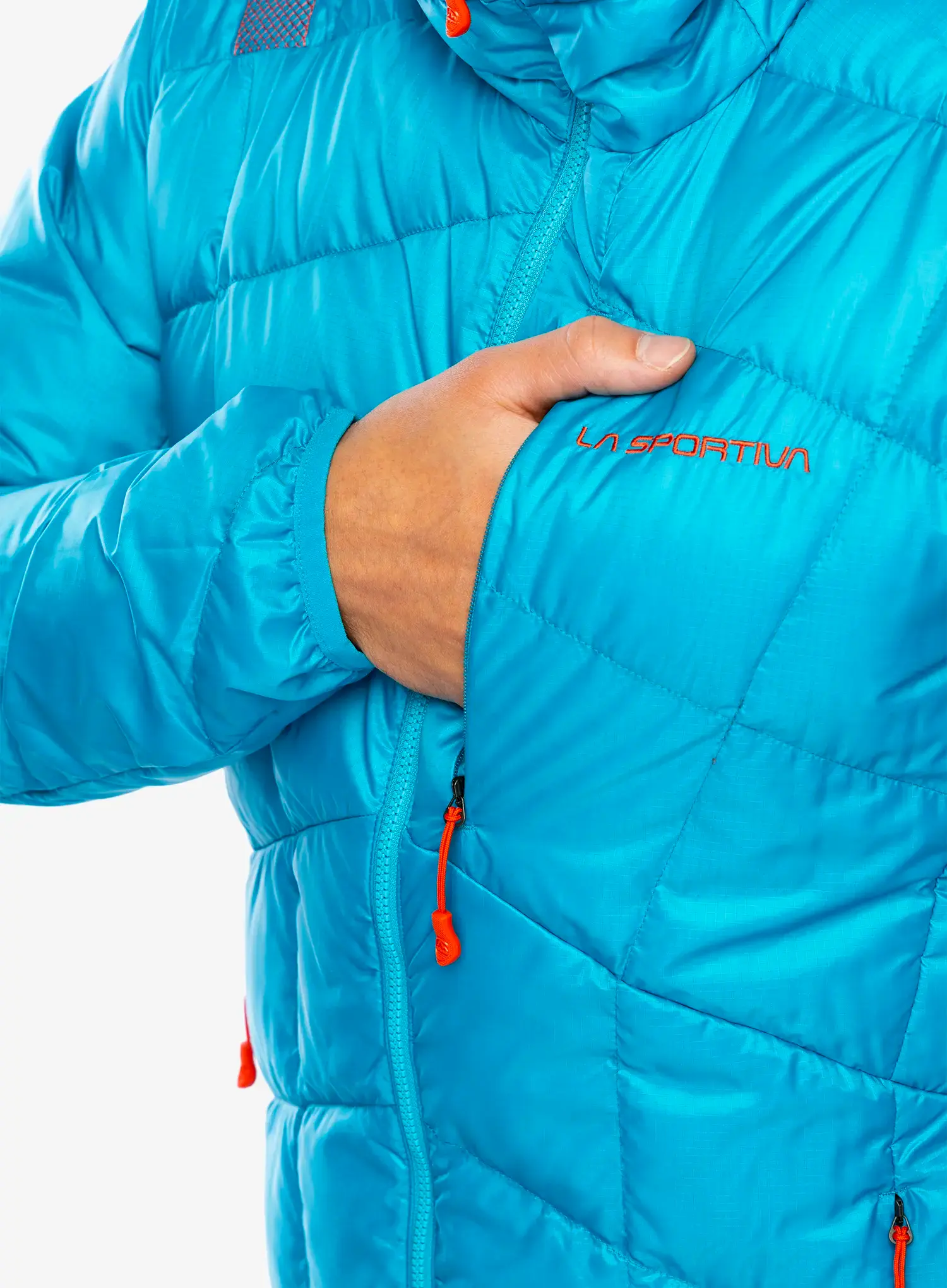 Pernata jakna La Sportiva Pinnacle Down Jkt - tropic blue/cherry tomato
