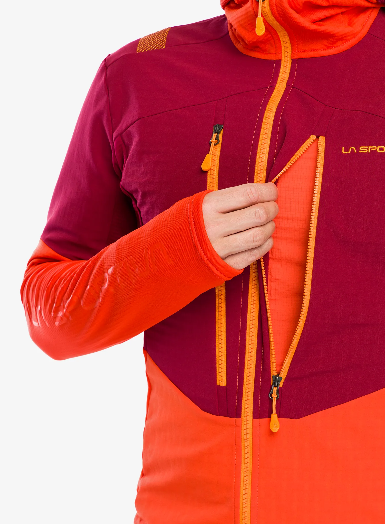 Majica s kapuljačom La Sportiva Session Tech Hoody - cherry tomato/sangria