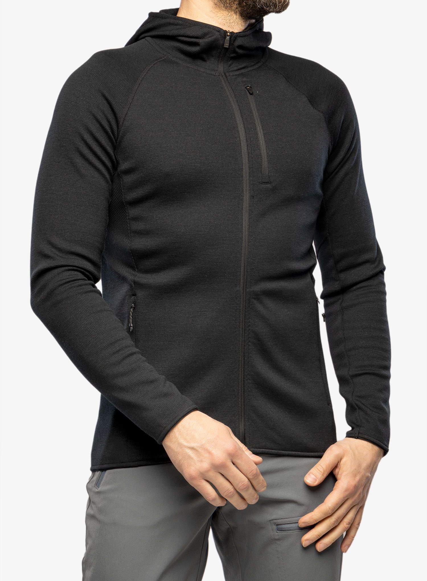 Dukserica od flisa Mons Royale Approach Merino Shift Fleece Hood - black