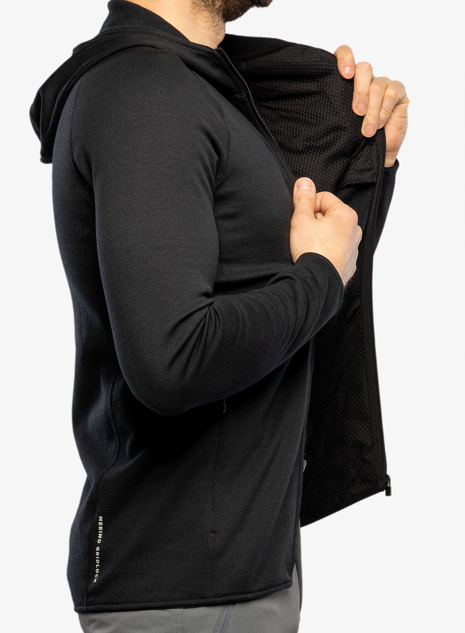 Dukserica od flisa Mons Royale Approach Merino Shift Fleece Hood - black