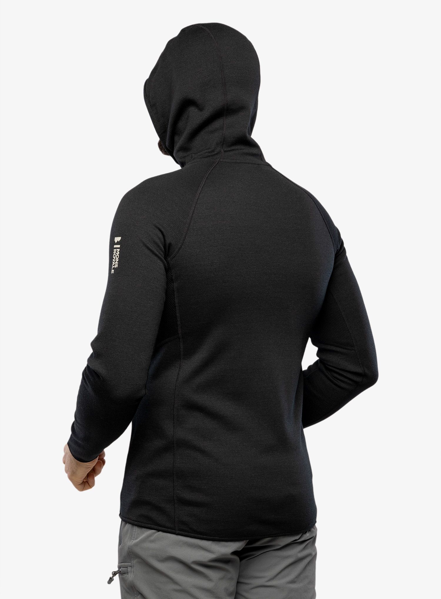 Dukserica od flisa Mons Royale Approach Merino Shift Fleece Hood - black
