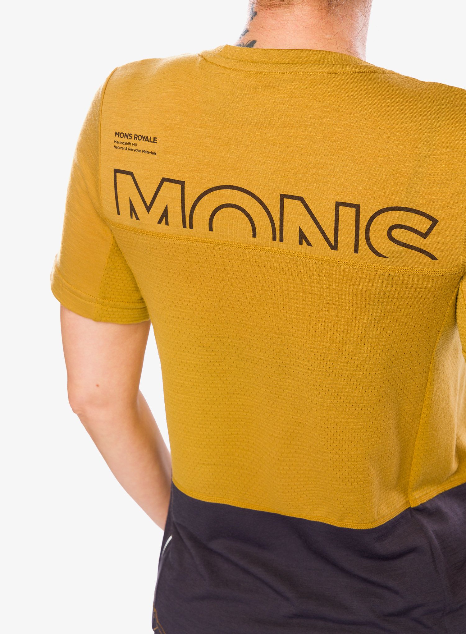 Ženska biciklistička majica Mons Royale Tarn Merino Shift Tee - shale/cumin