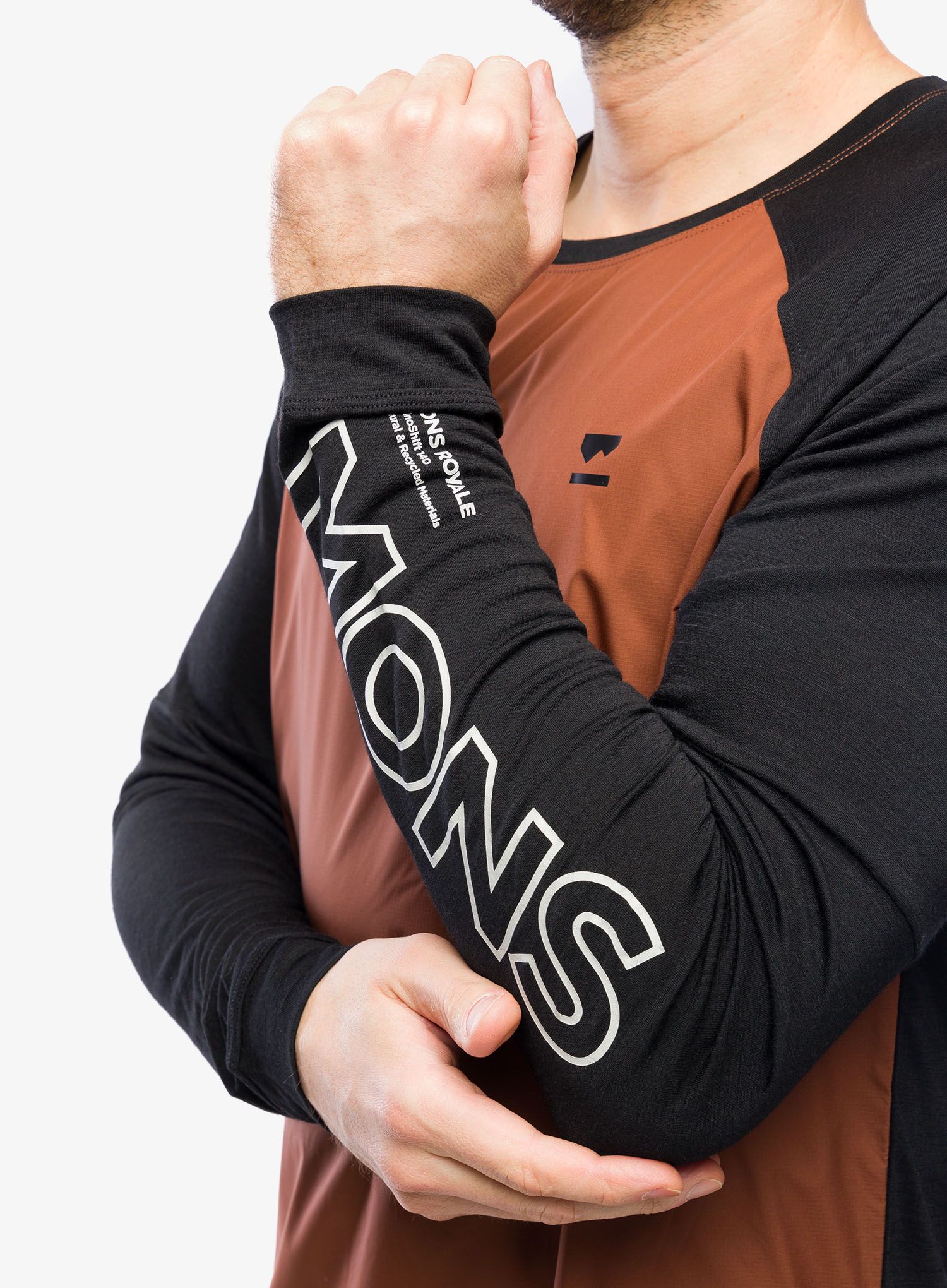 Biciklistička dukserica Mons Royale Tarn Merino Shift Wind Jersey - dark copper/black