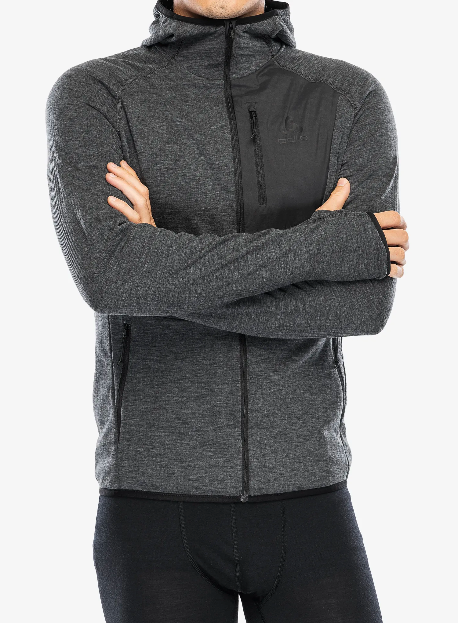 Majica s kapuljačom Odlo Ascent Mid Layer Hoody Full Zip - black
