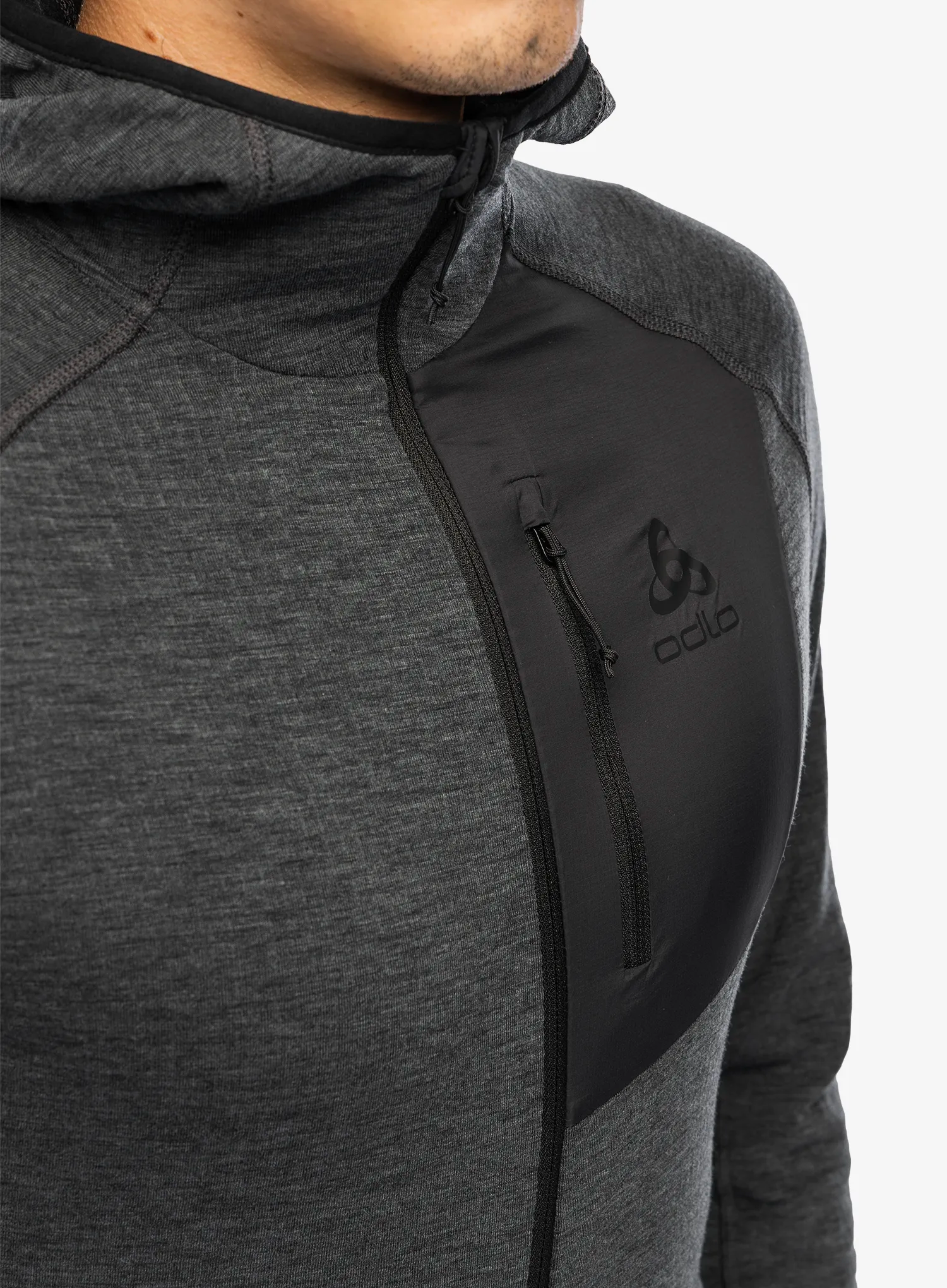 Majica s kapuljačom Odlo Ascent Mid Layer Hoody Full Zip - black