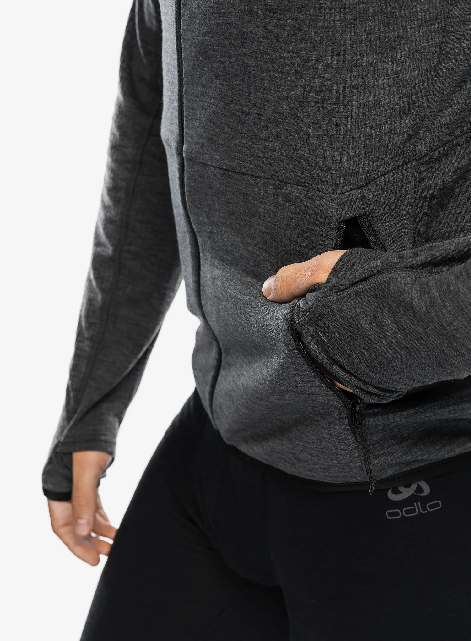 Majica s kapuljačom Odlo Ascent Mid Layer Hoody Full Zip - black
