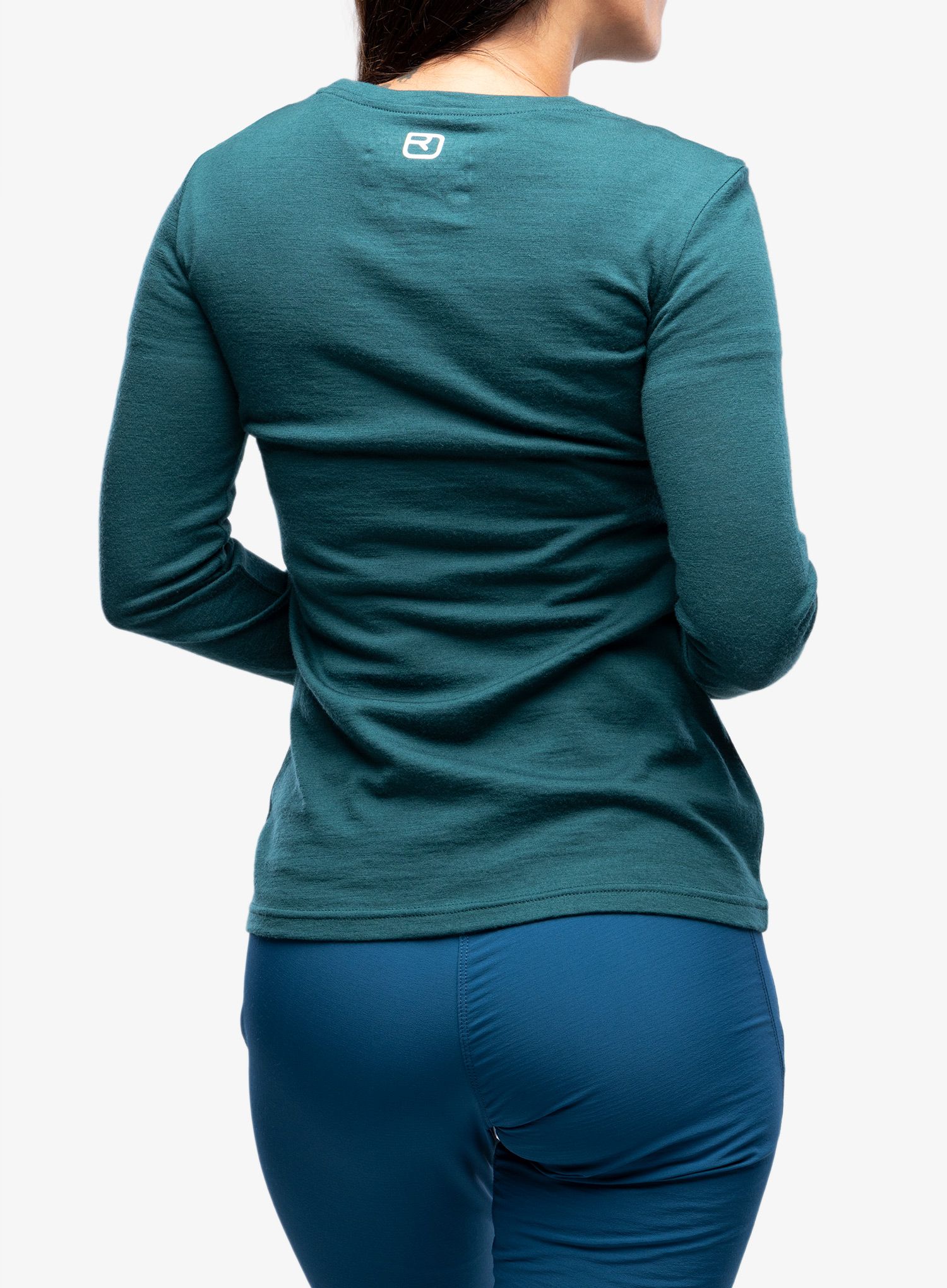 Ženski longsleeve Ortovox 185 Merino Brand Outline LS - dark pacific