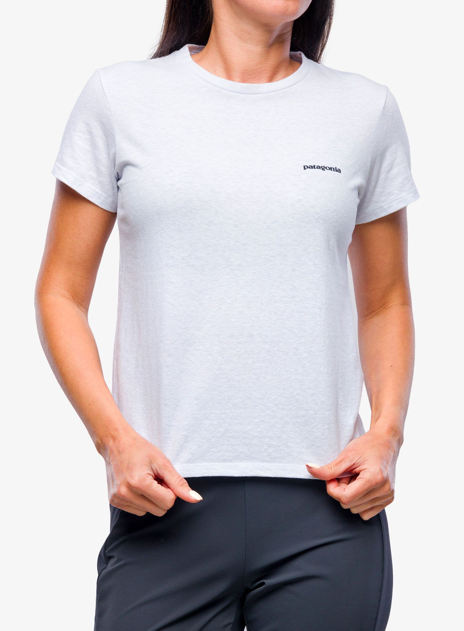 Ženska pamučna majica Patagonia P-6 Logo Responsibili-Tee - white
