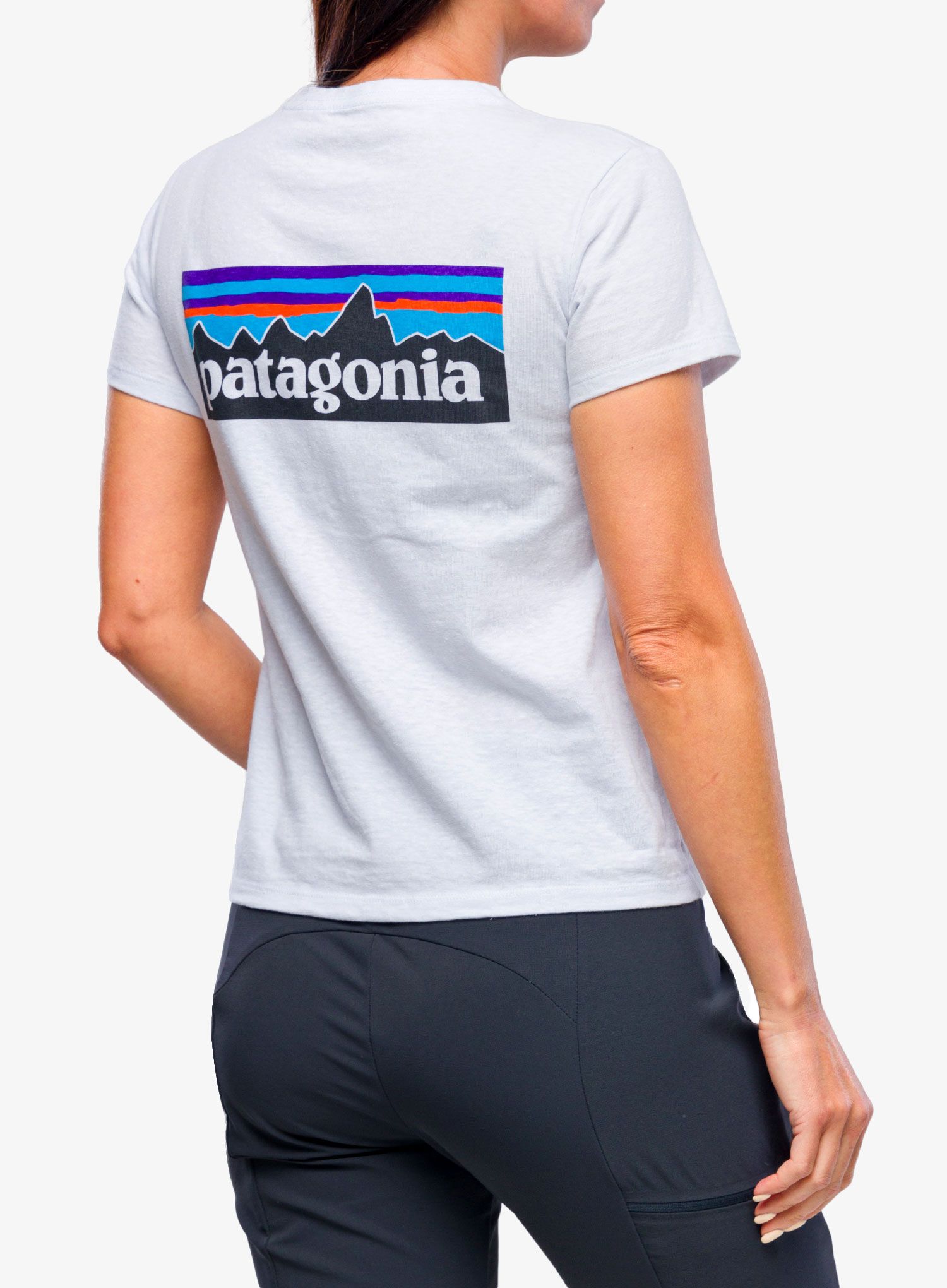 Ženska pamučna majica Patagonia P-6 Logo Responsibili-Tee - white