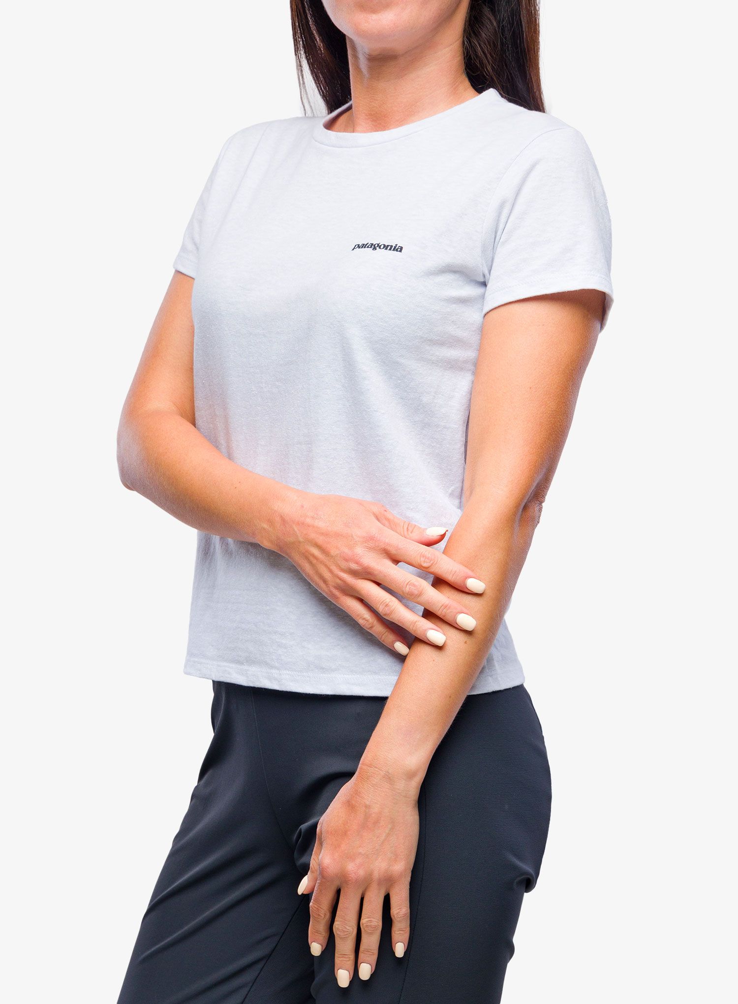 Ženska pamučna majica Patagonia P-6 Logo Responsibili-Tee - white