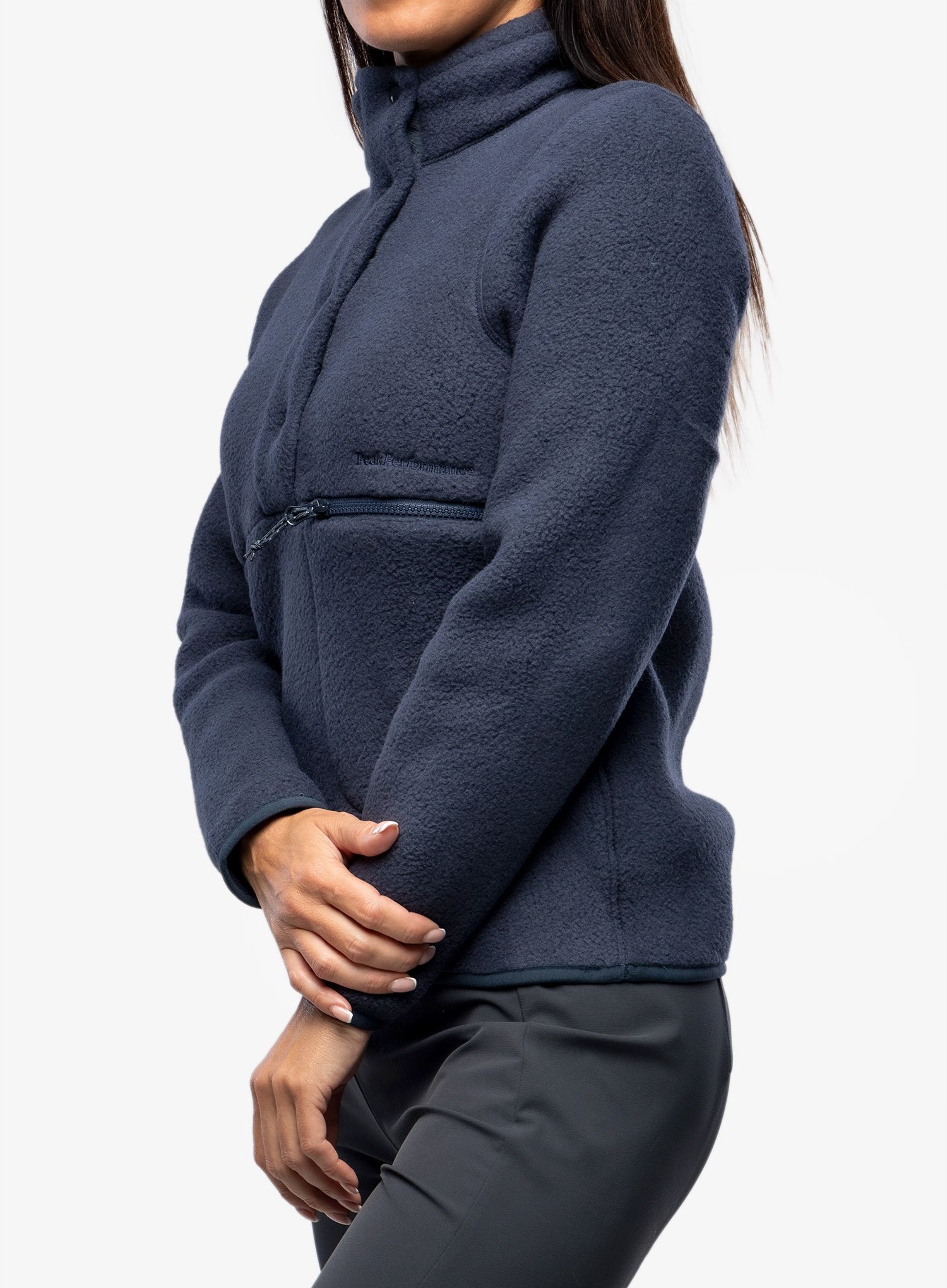 Ženska jakna od flisa Peak Performance Fleece Snap T-Neck - blue shadow