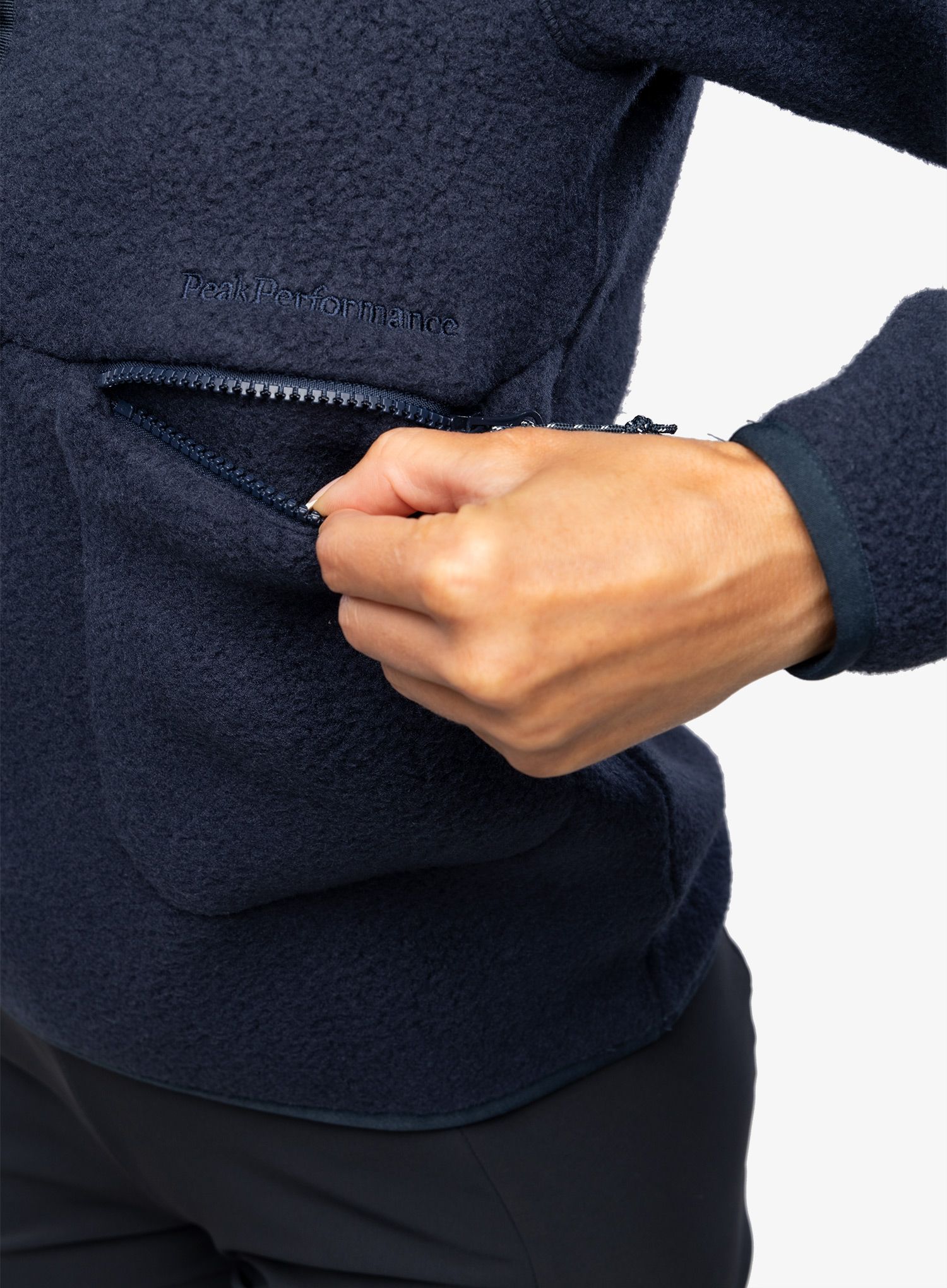 Ženska jakna od flisa Peak Performance Fleece Snap T-Neck - blue shadow