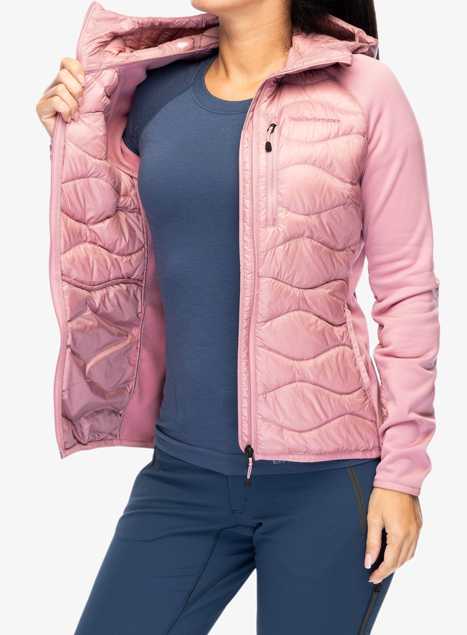 Ženska hibridna jakna Peak Performance Helium Down Hybrid Hood - bitter root