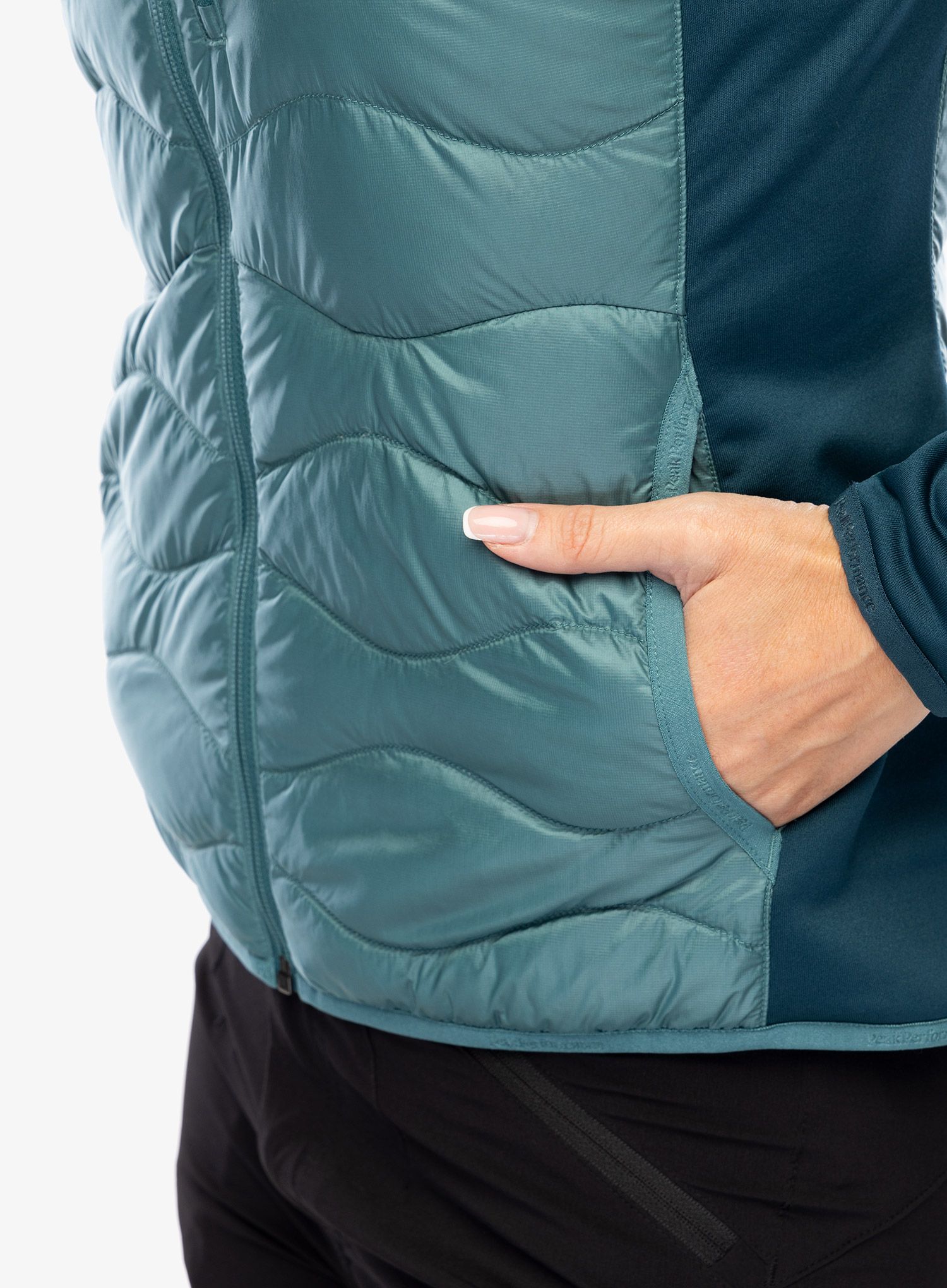 Ženska hibridna jakna Peak Performance Helium Down Hybrid Hood - hydro fresh