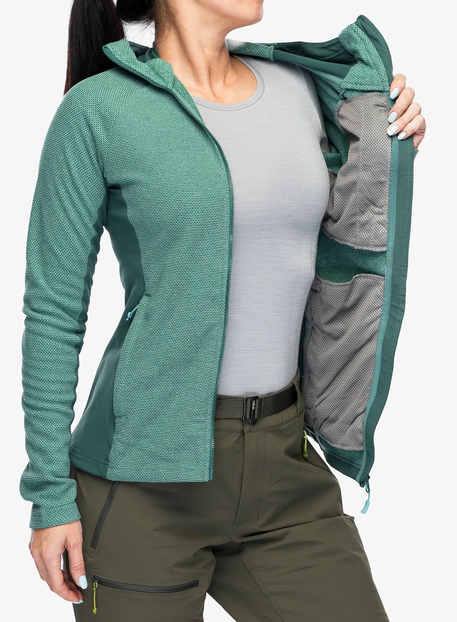 Dukserica s kapuljačom ženska Rab Capacitor Hoody - eucalyptus