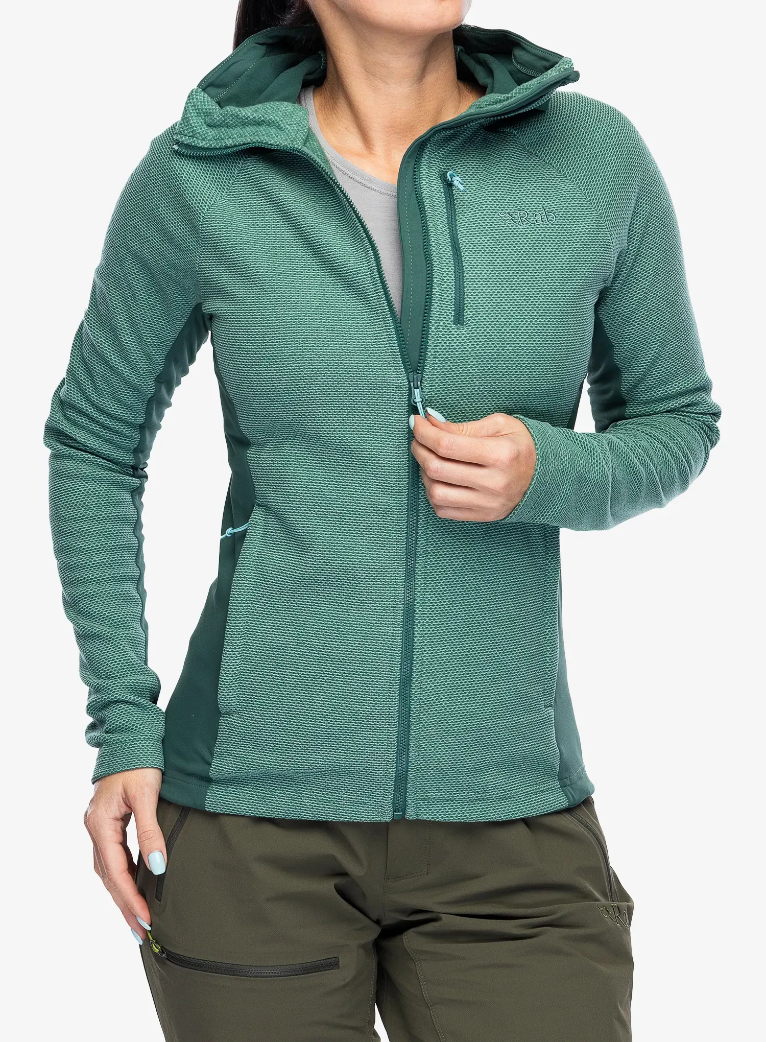 Dukserica s kapuljačom ženska Rab Capacitor Hoody - eucalyptus
