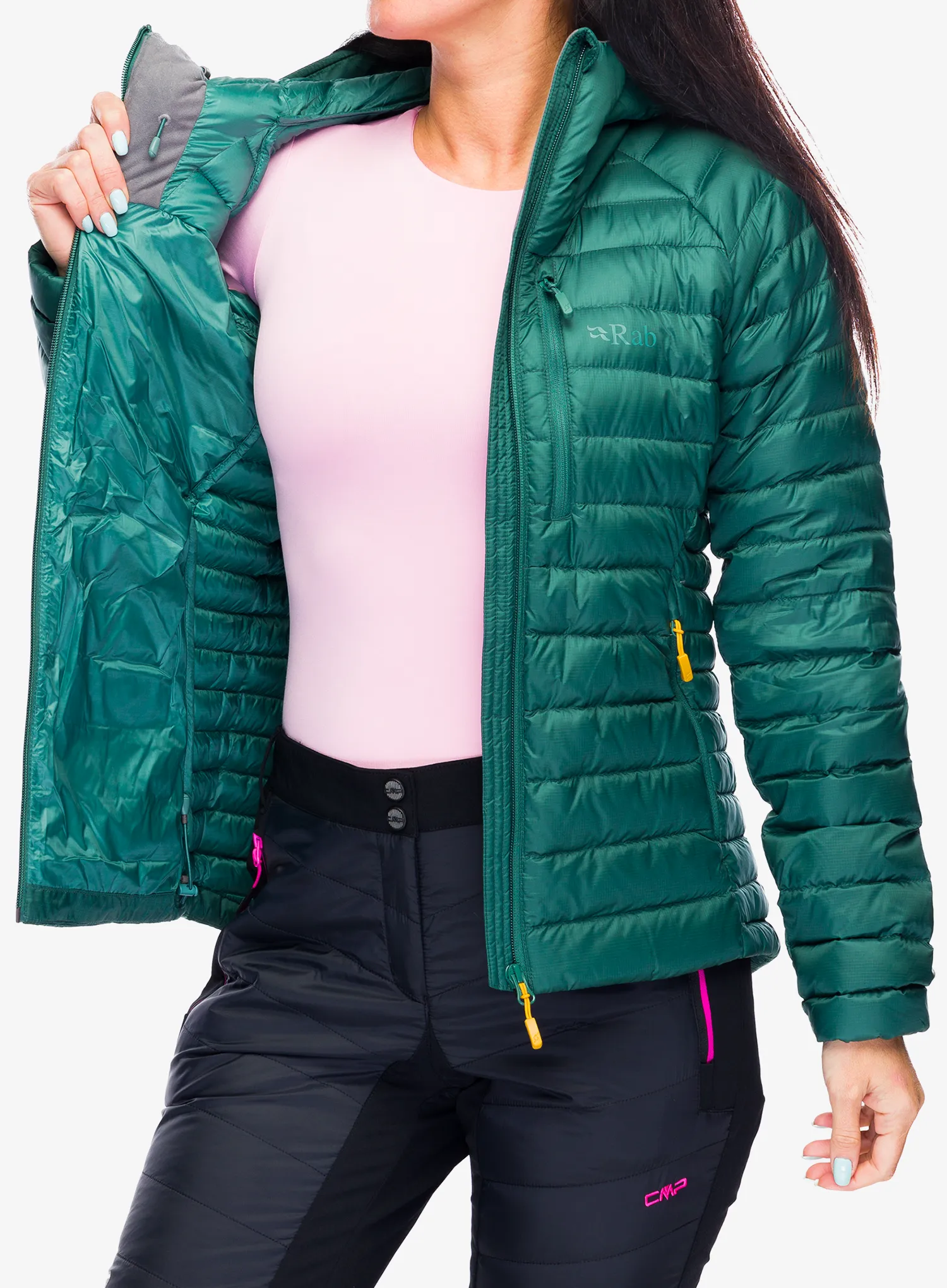 Ženska perjana jakna Rab Microlight Alpine Jacket - green slate