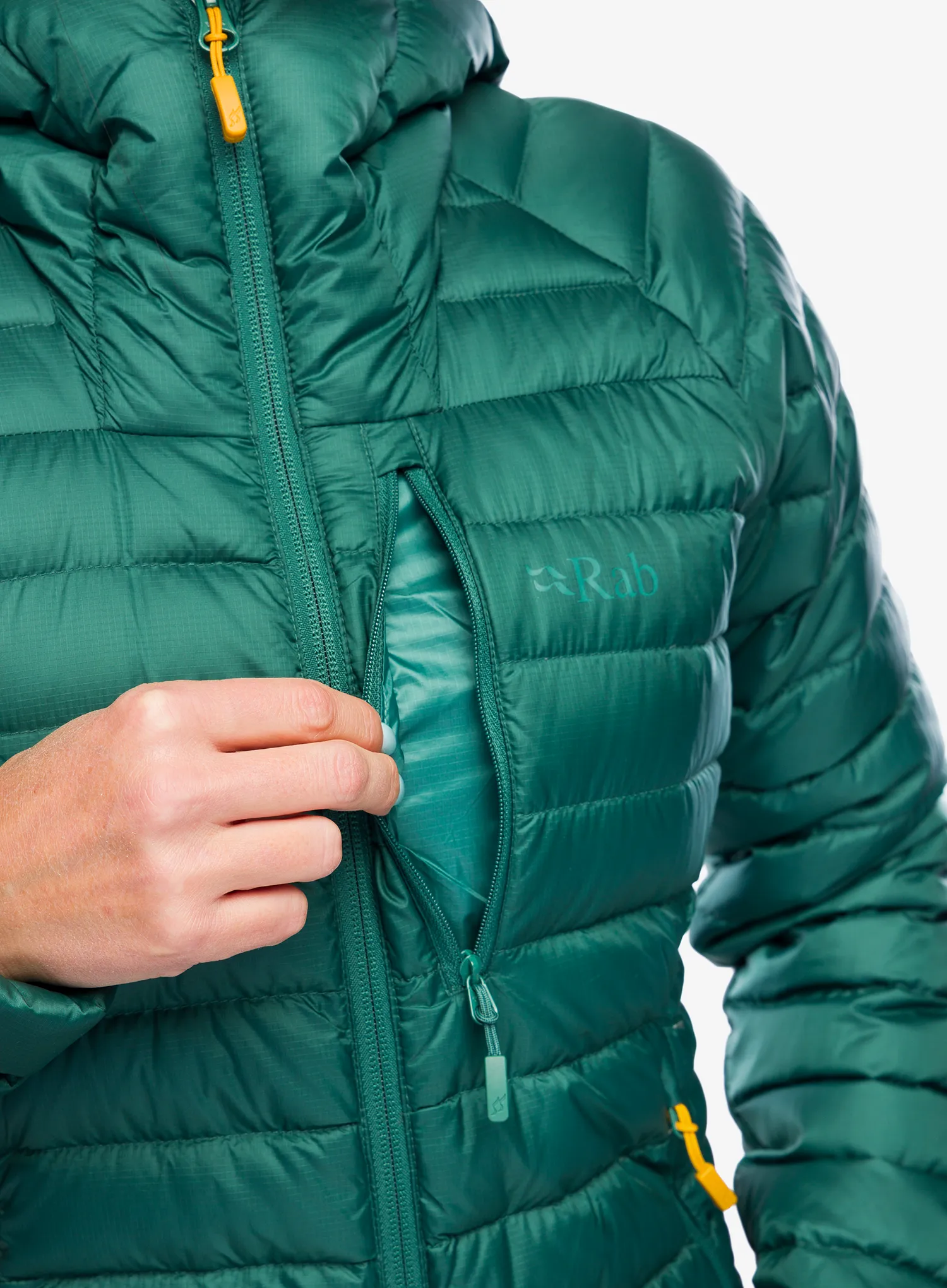 Ženska perjana jakna Rab Microlight Alpine Jacket - green slate