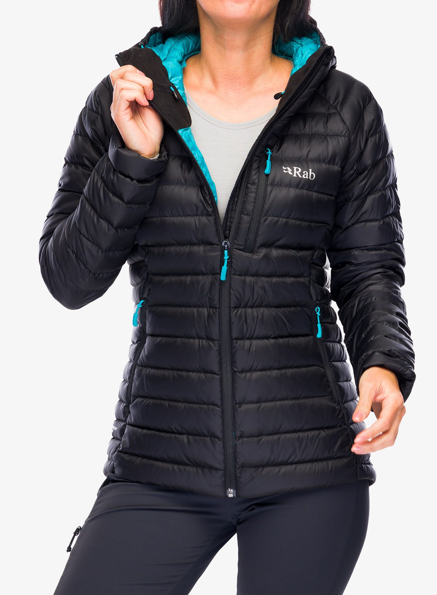Ženska perjana jakna Rab Microlight Alpine Long Jacket - black