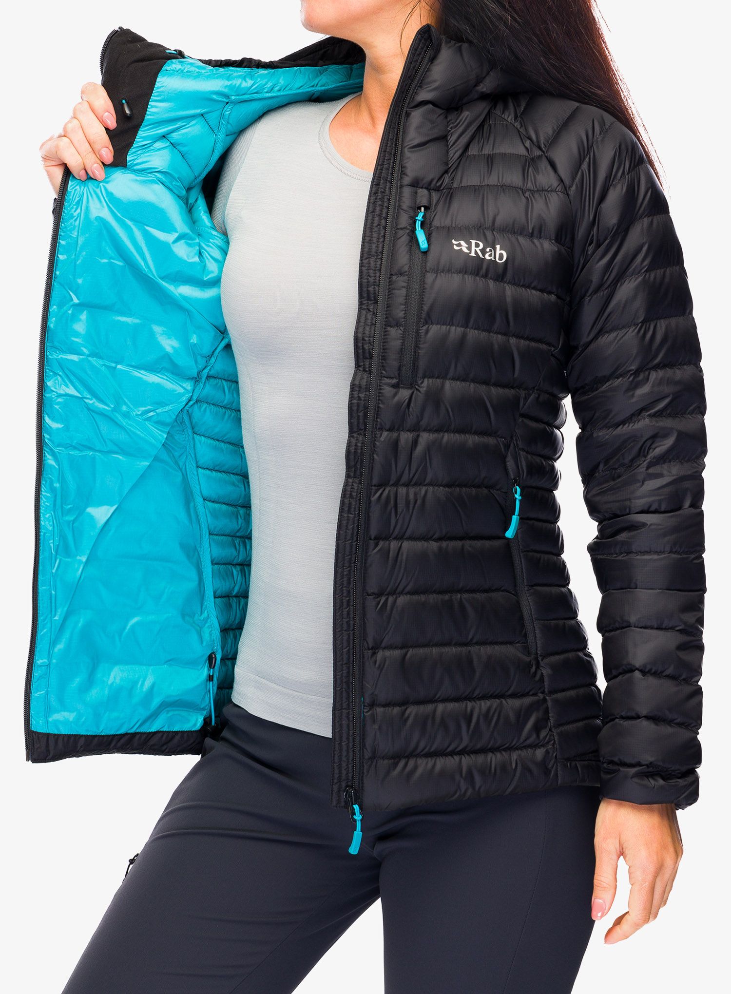 Ženska perjana jakna Rab Microlight Alpine Long Jacket - black