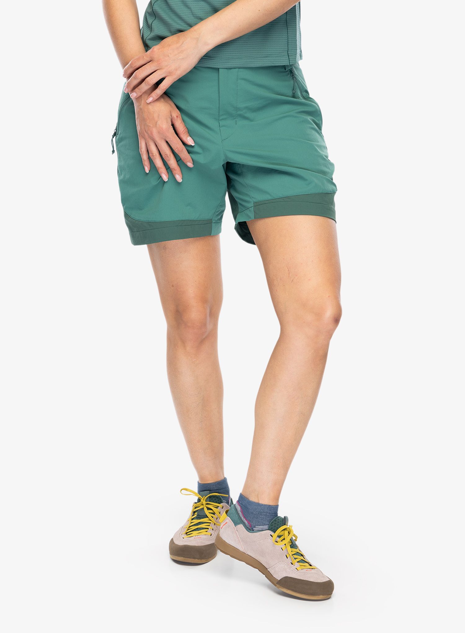 Ženske planinarske kratke hlače Rab Torque Mountain Shorts - eucalyptus/green slate