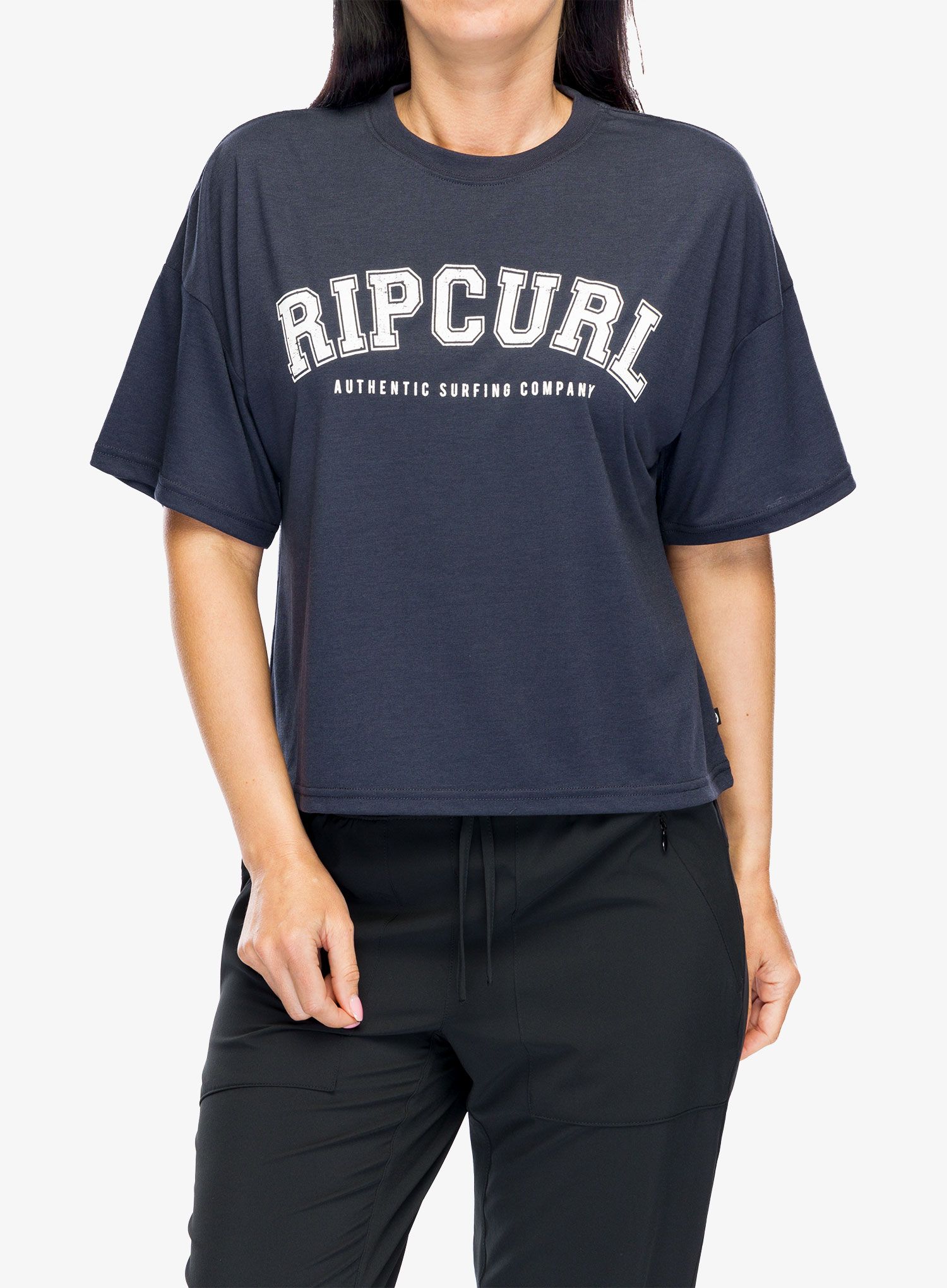 Ženska majica s tiskom Rip Curl RSS Crop Tee - navy
