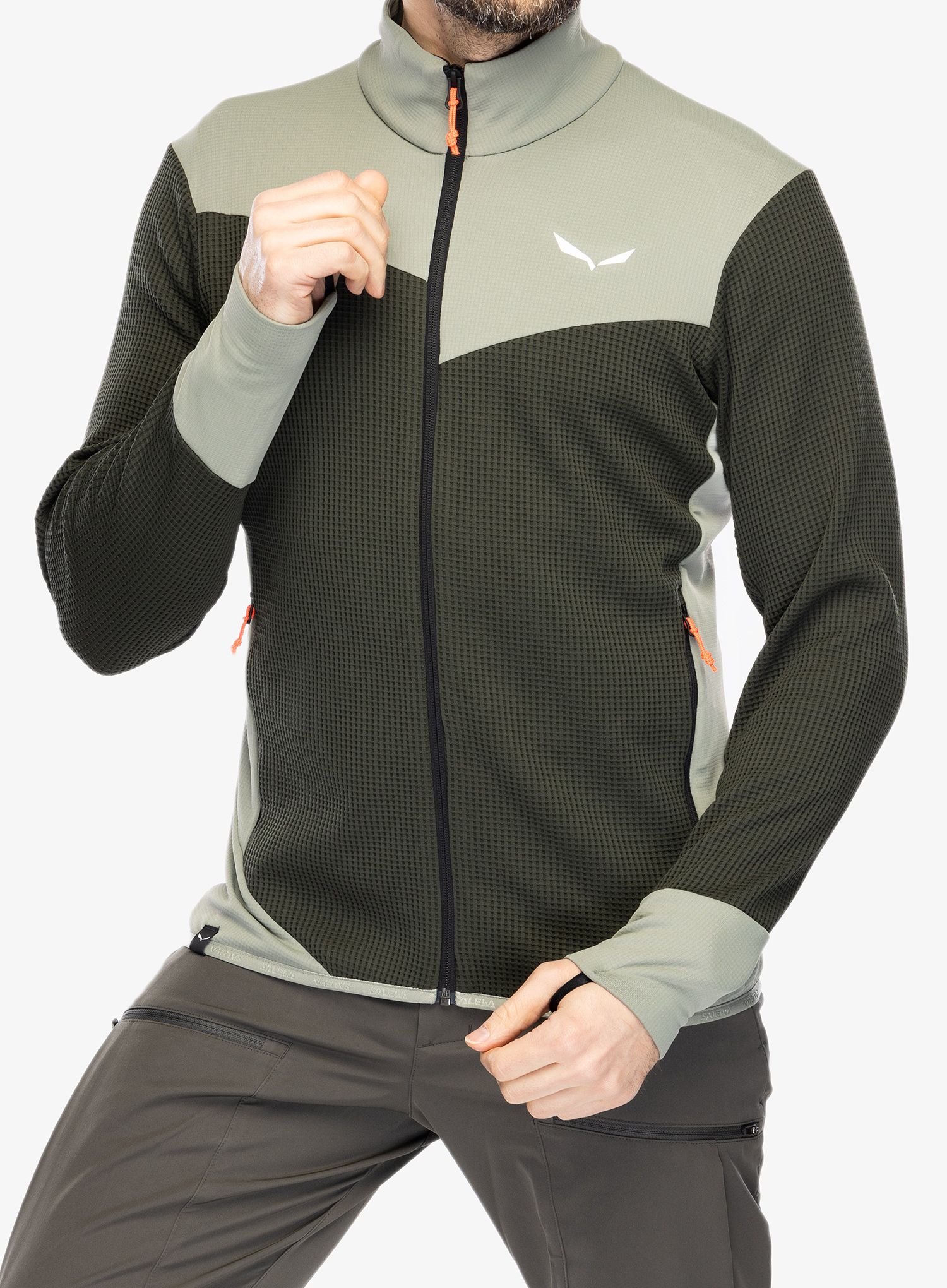 Dukserica od flisa Salewa Puez Waffle Hyb PL Jacket  - olive/shadow