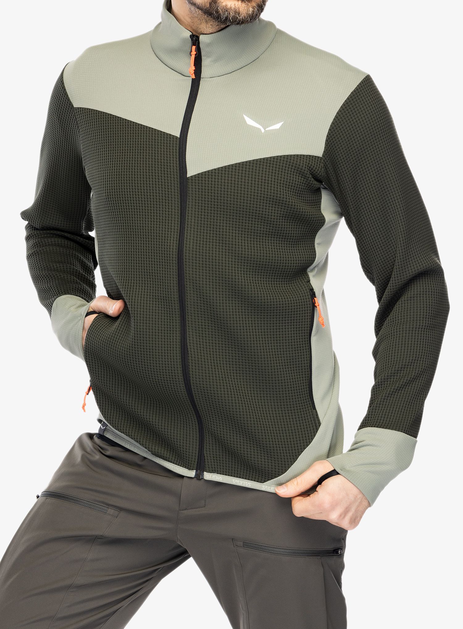 Dukserica od flisa Salewa Puez Waffle Hyb PL Jacket  - olive/shadow